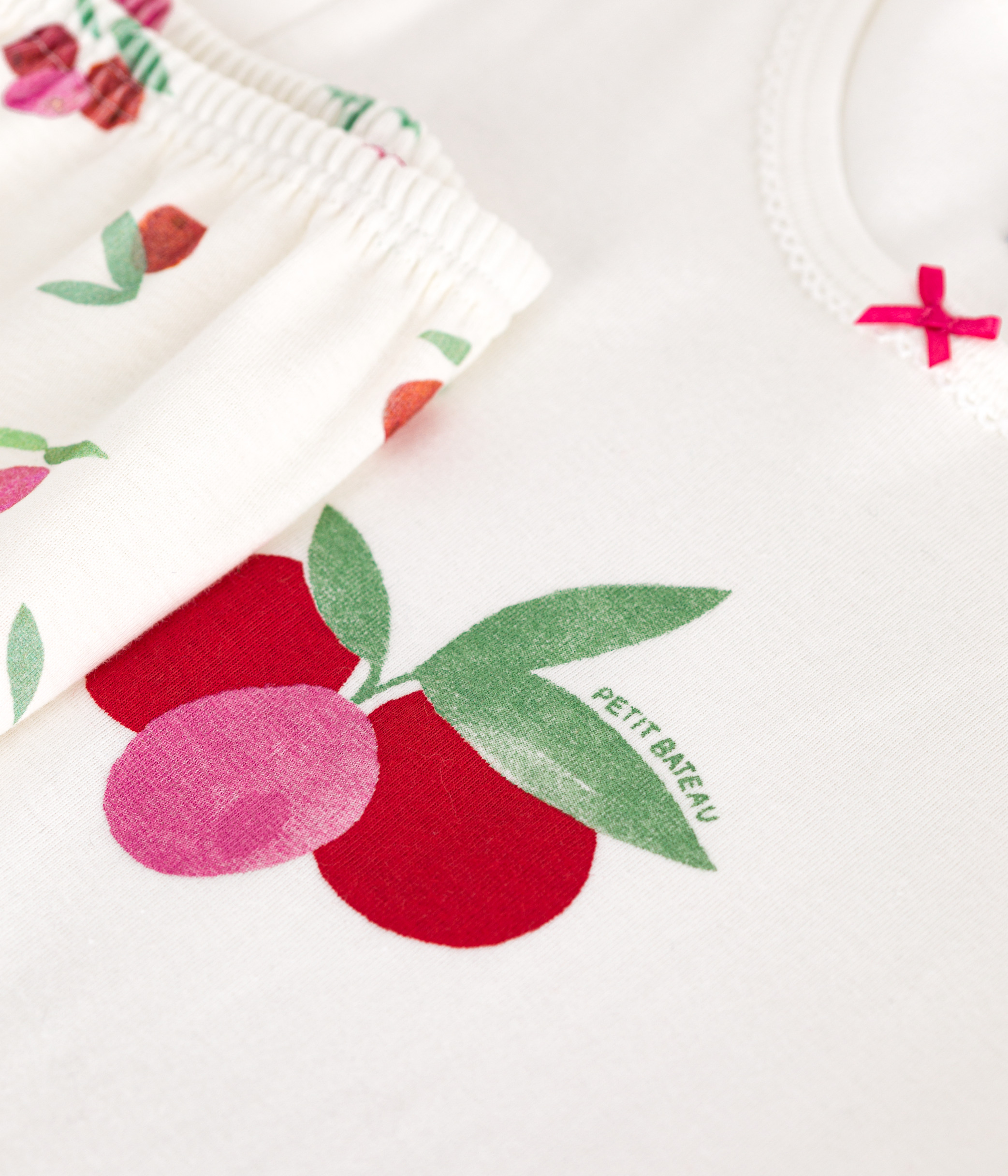 Children's short pajamas in fruit-print cotton