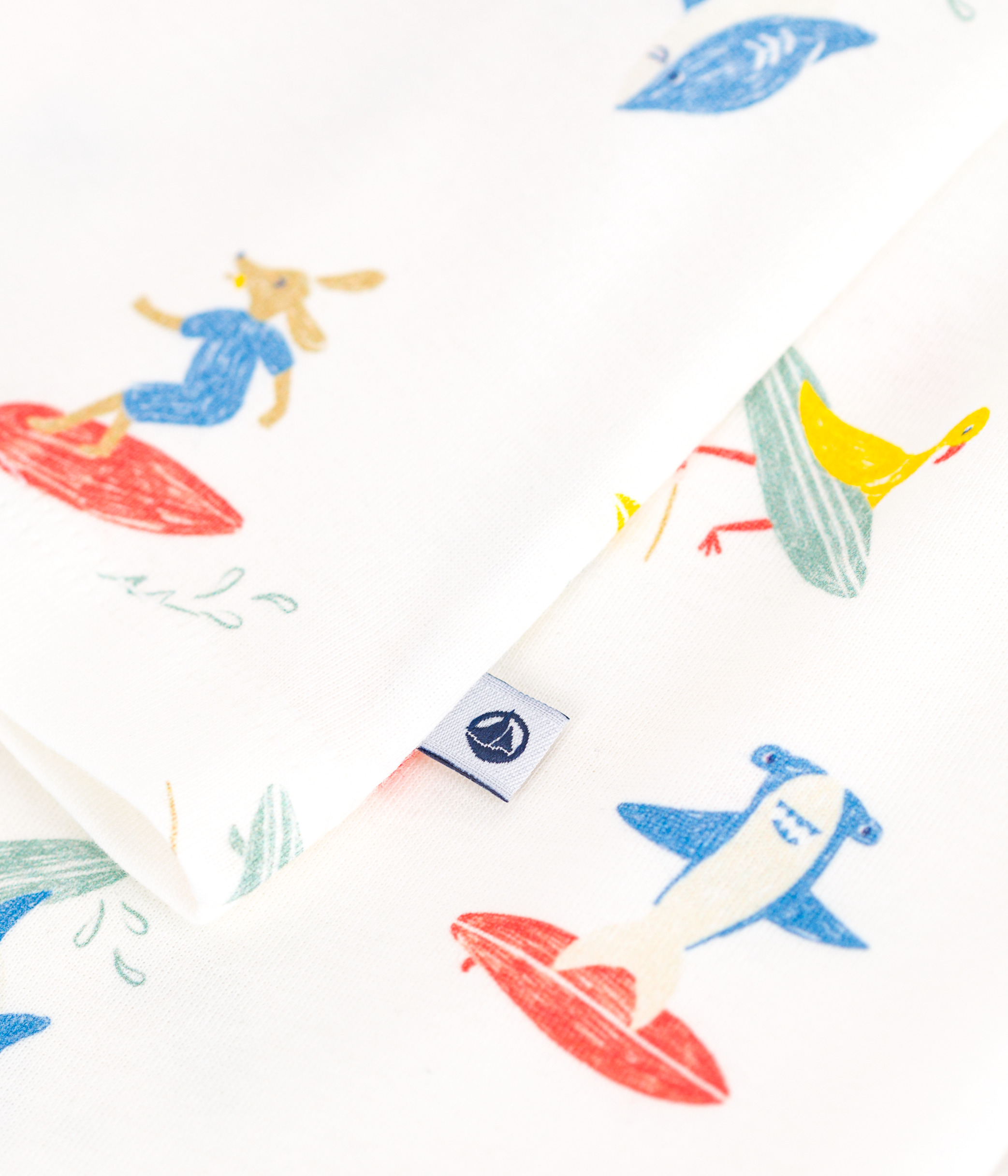 Children's long-sleeved surfer print cotton pyjamas