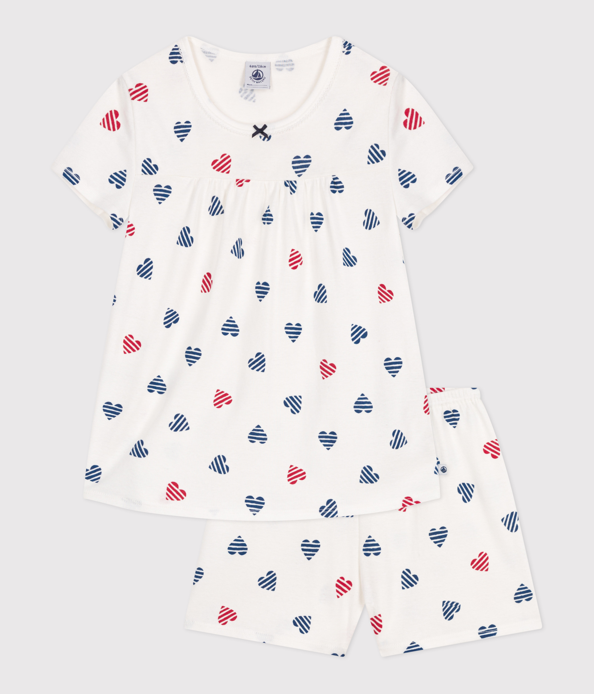 Children's short heart print cotton pyjamas