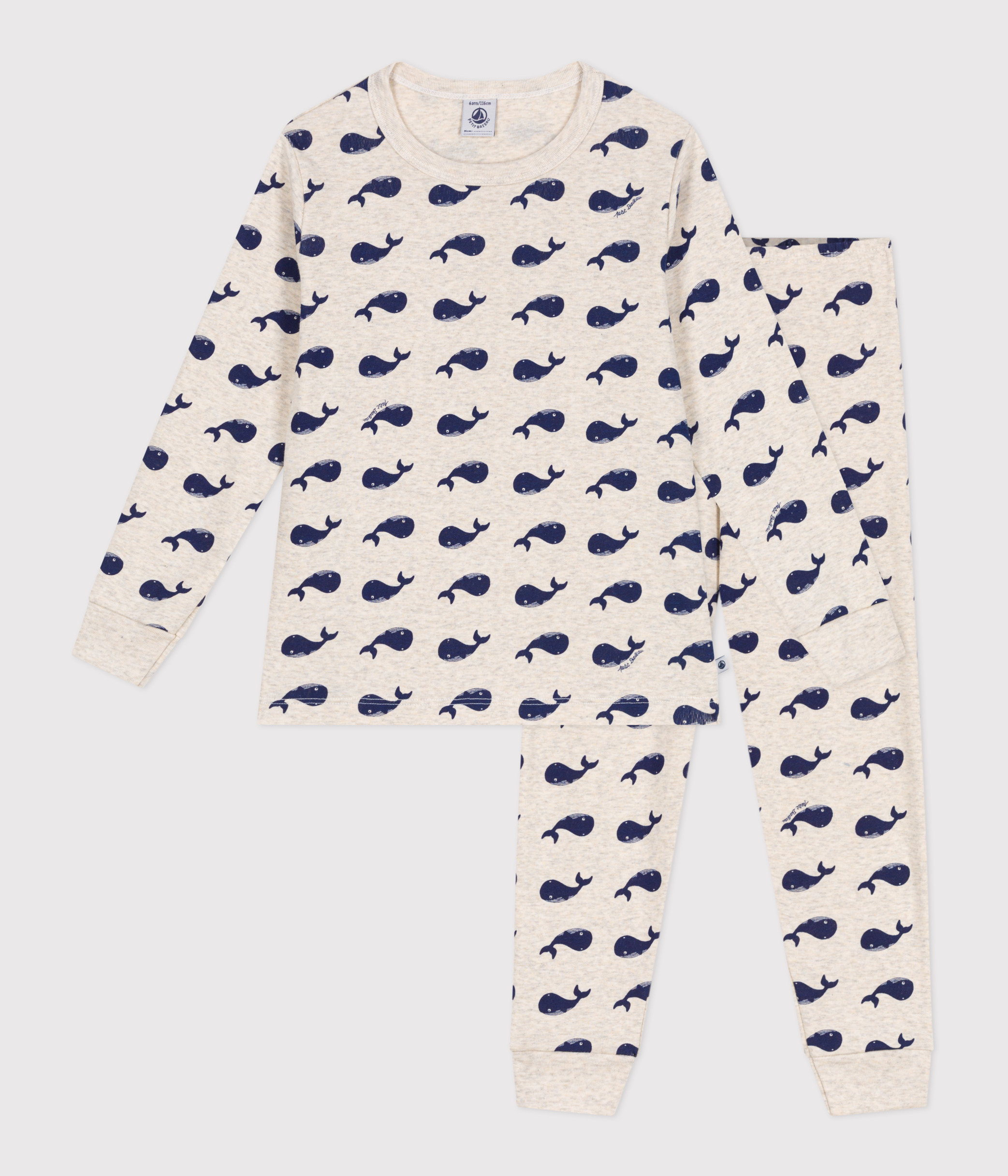 Child's cotton pajamas with whale print