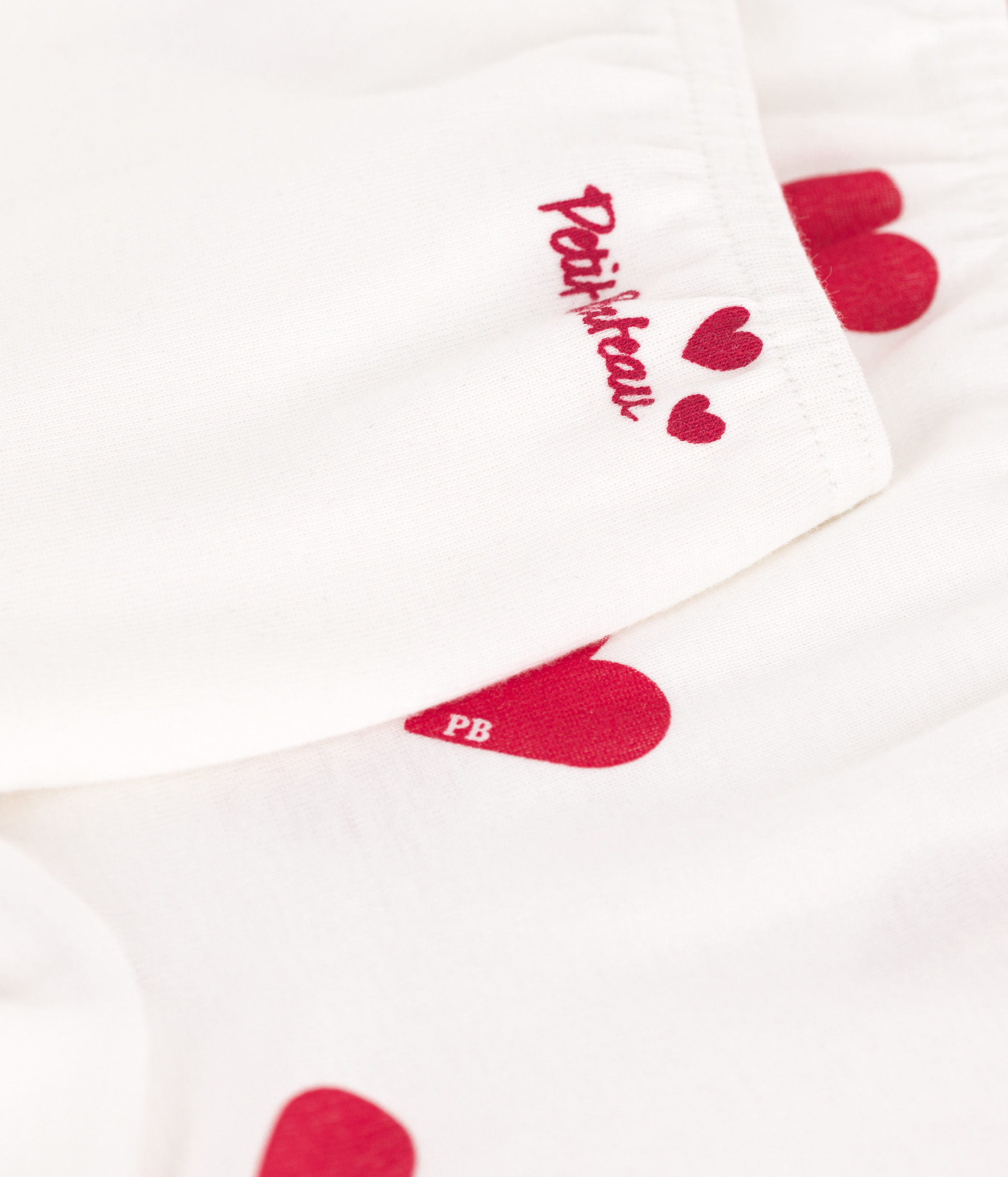 Set of 2 children's cotton shorties with heart print