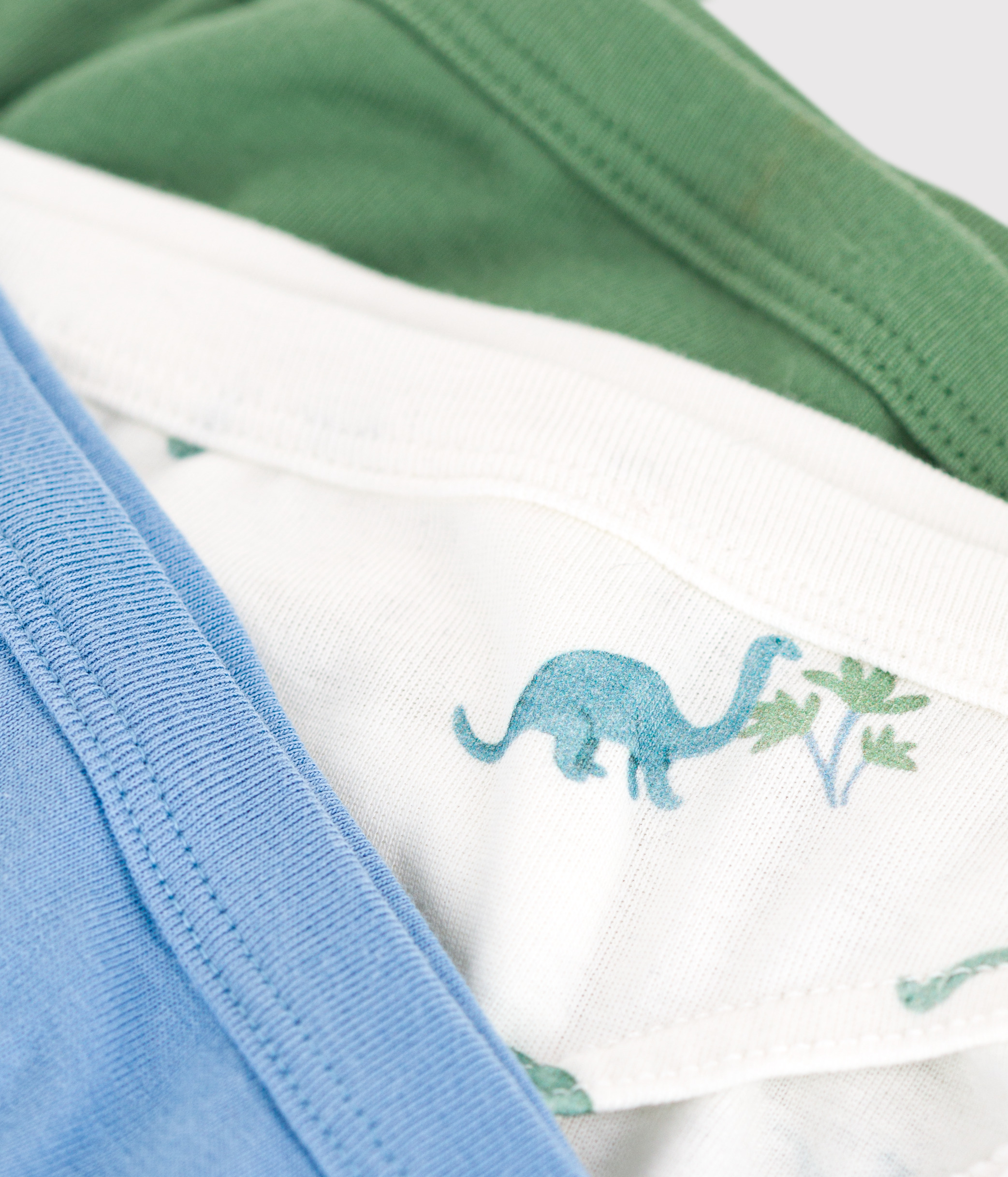 Set of 3 children's cotton briefs with dinosaur print