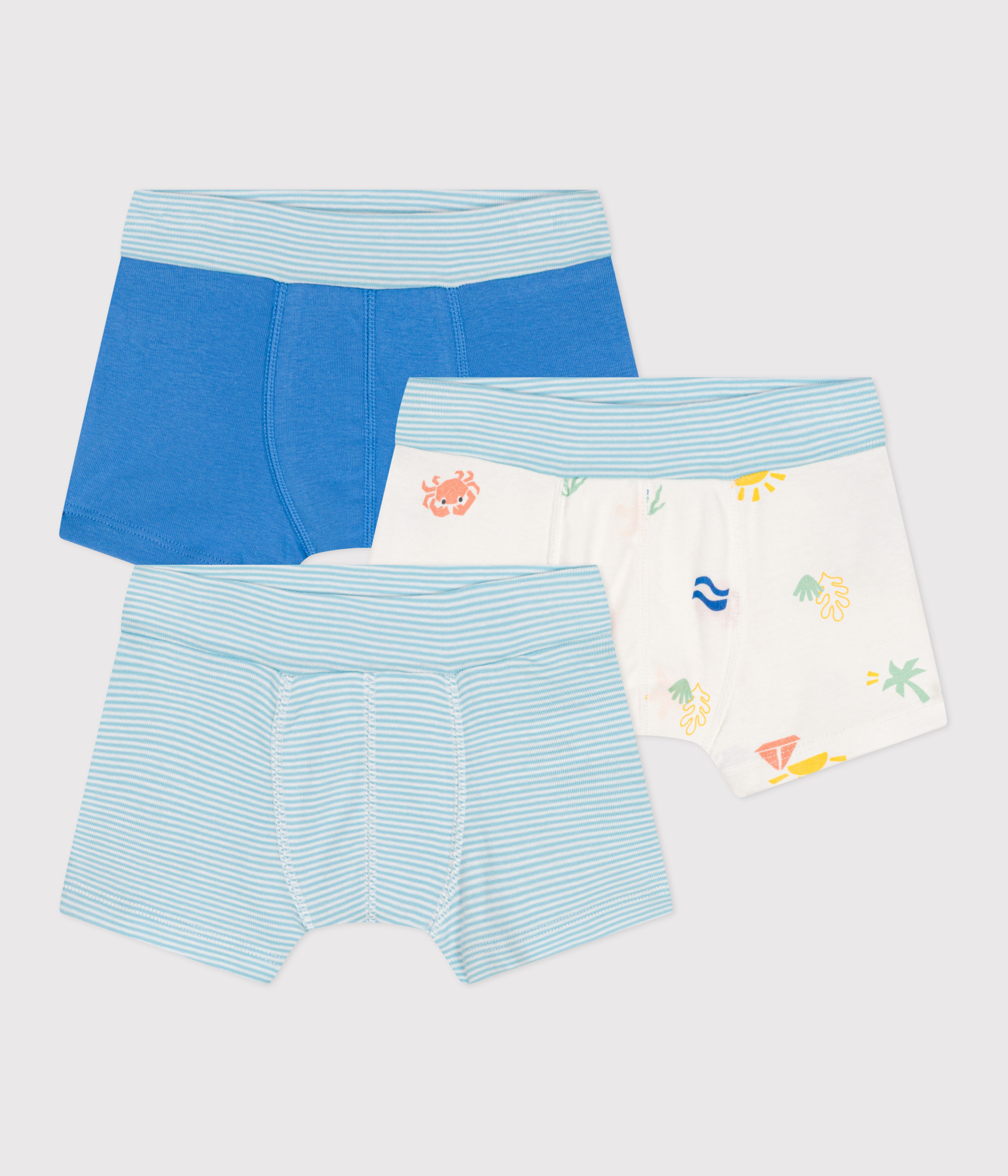 Children's printed cotton boxers with a covered waistband - 3-Pack