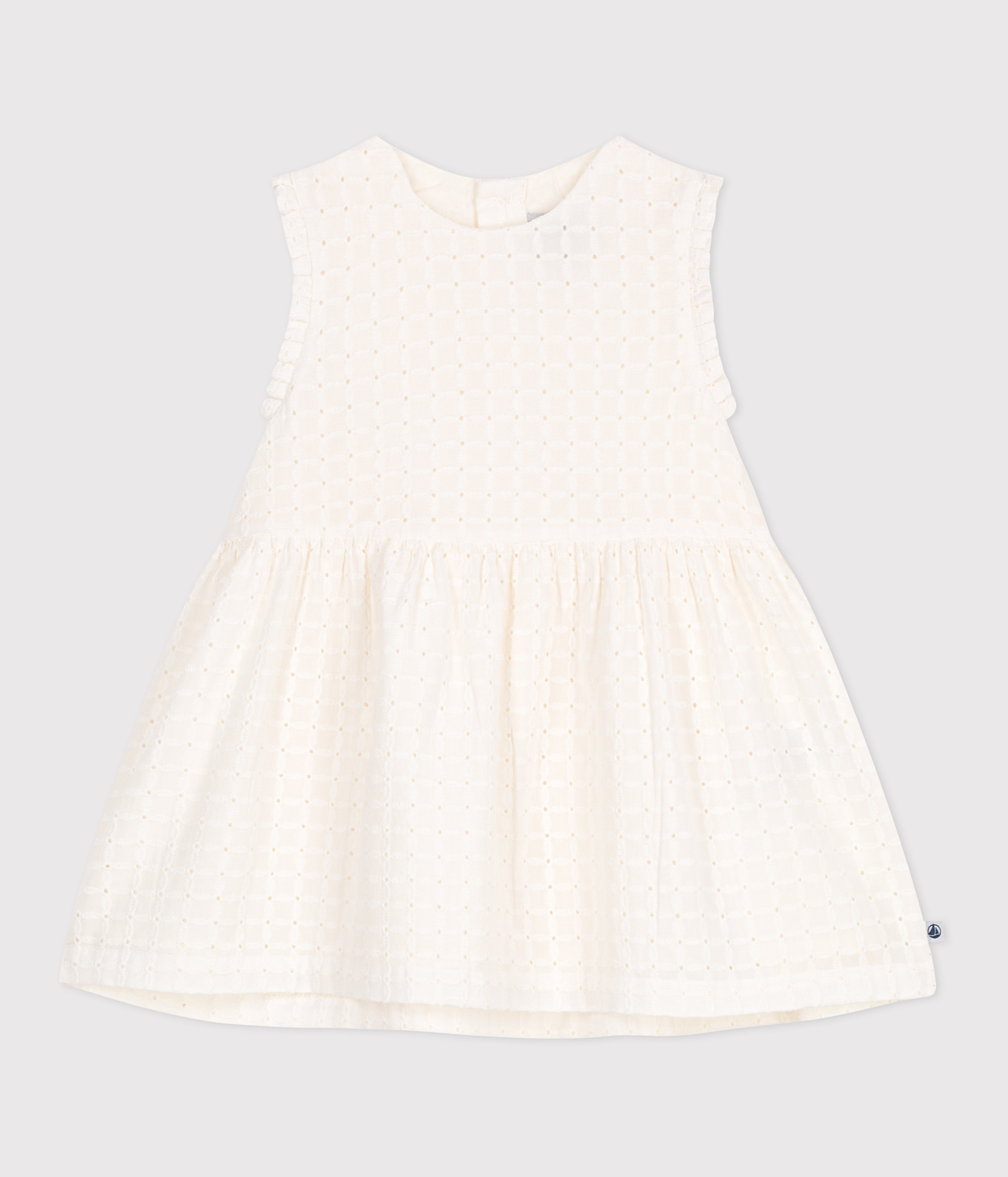 Babies' sleeveless white cotton broderie anglaise dress