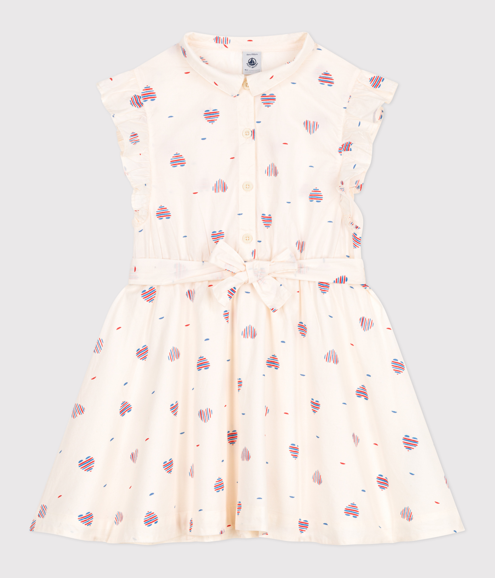 Child's sleeveless cotton dress with hearts