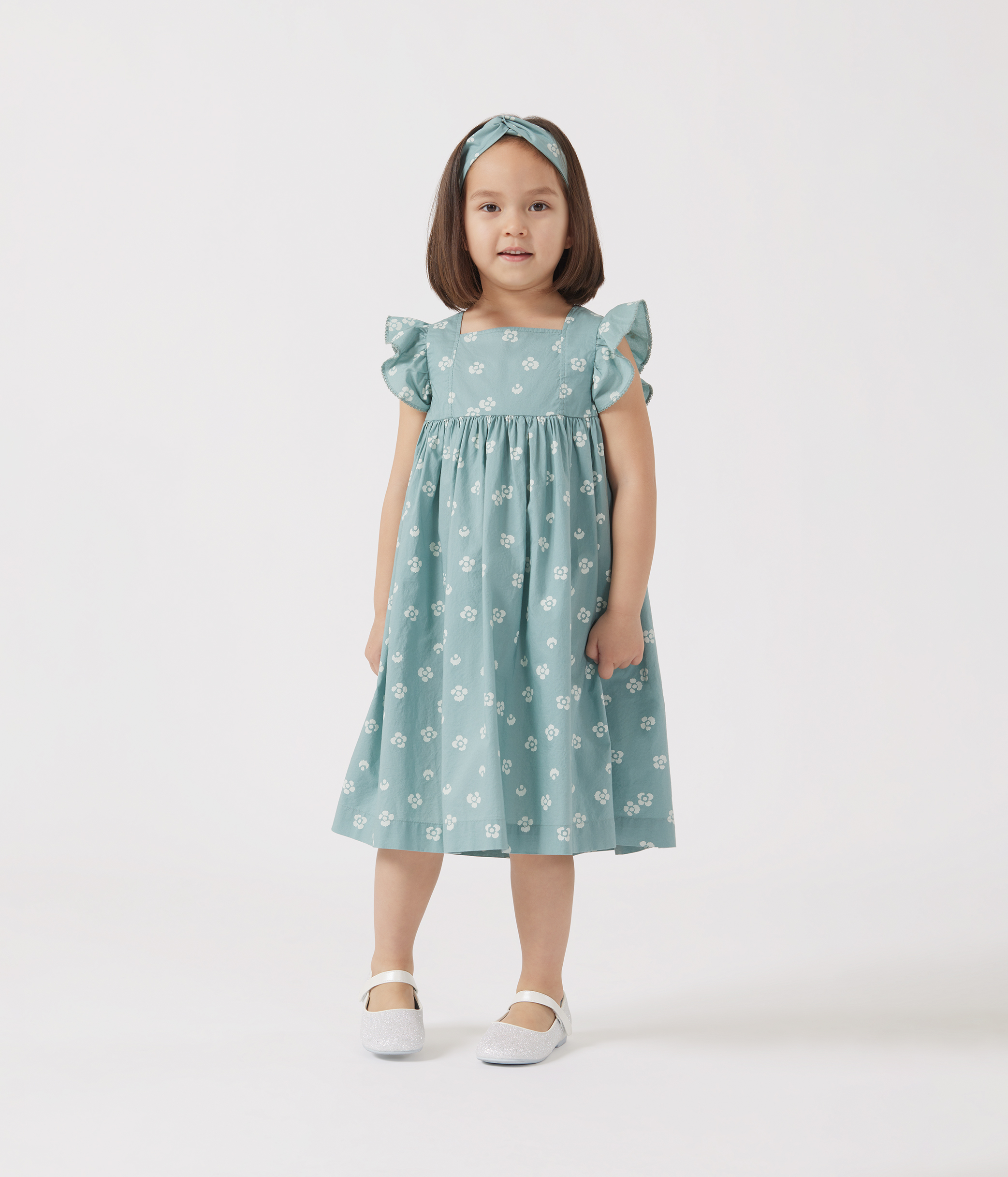 Baby headband in floral-printed cotton gauze