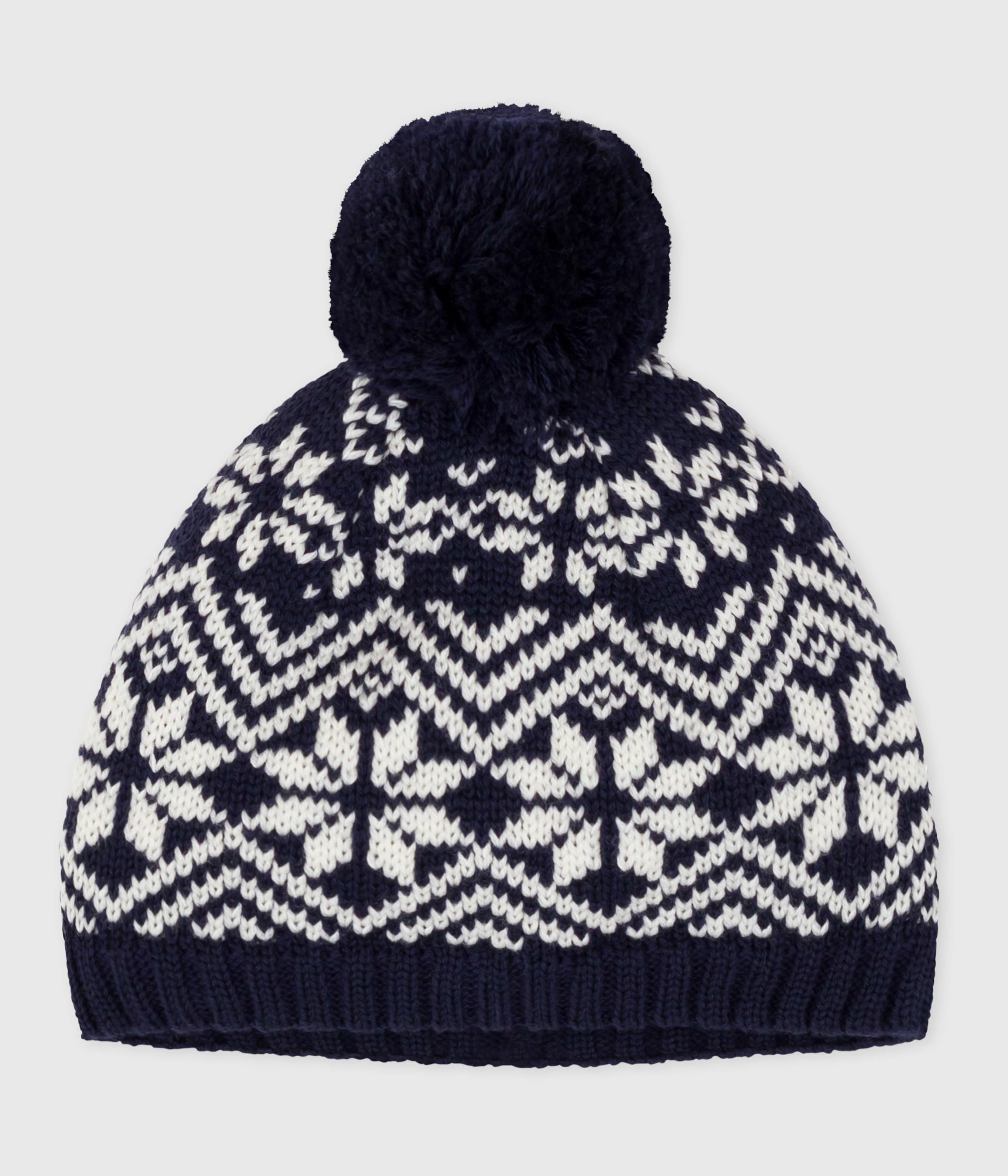 Babies' woollen jacquard beanie hat