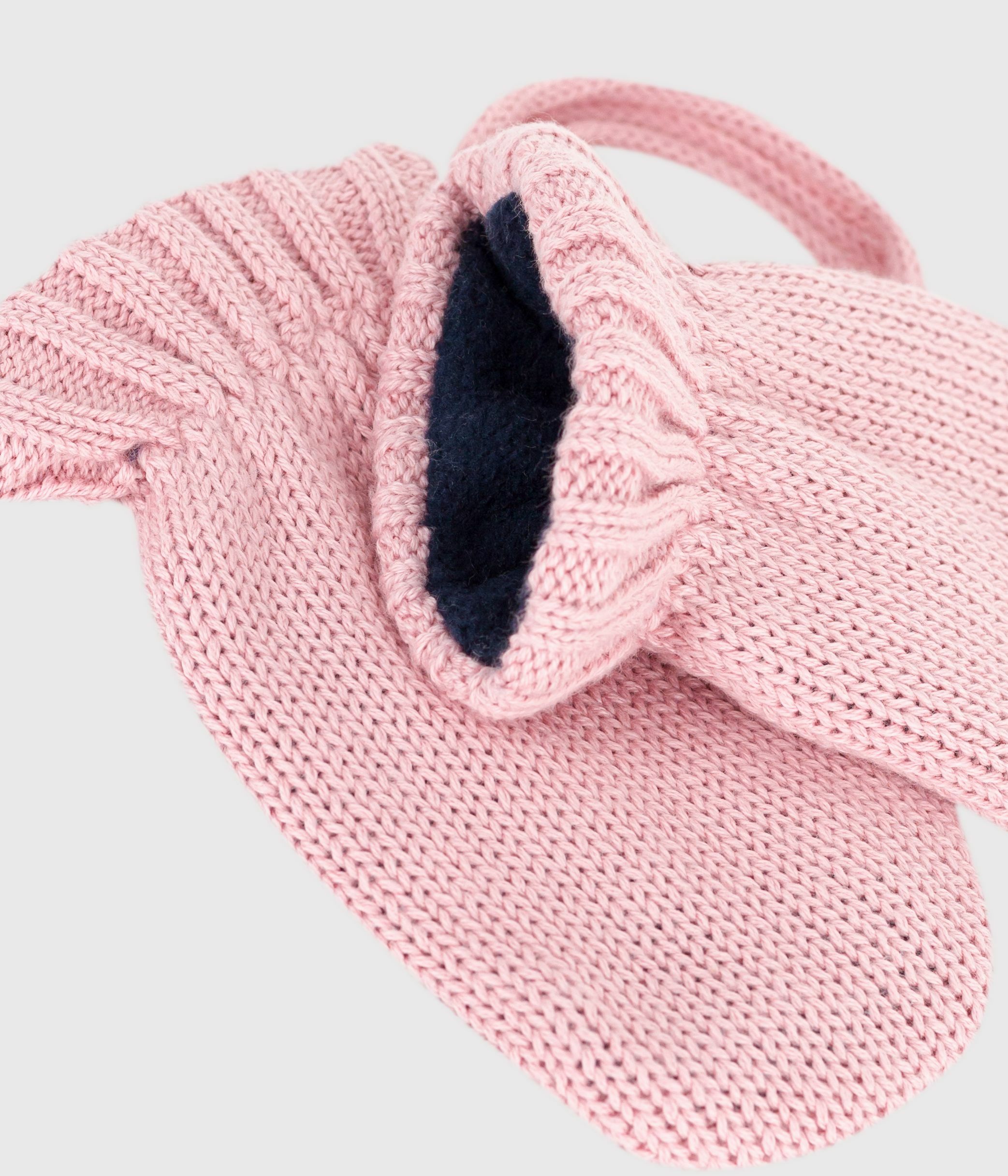 Babies' knitted mittens lined in polar fleece
