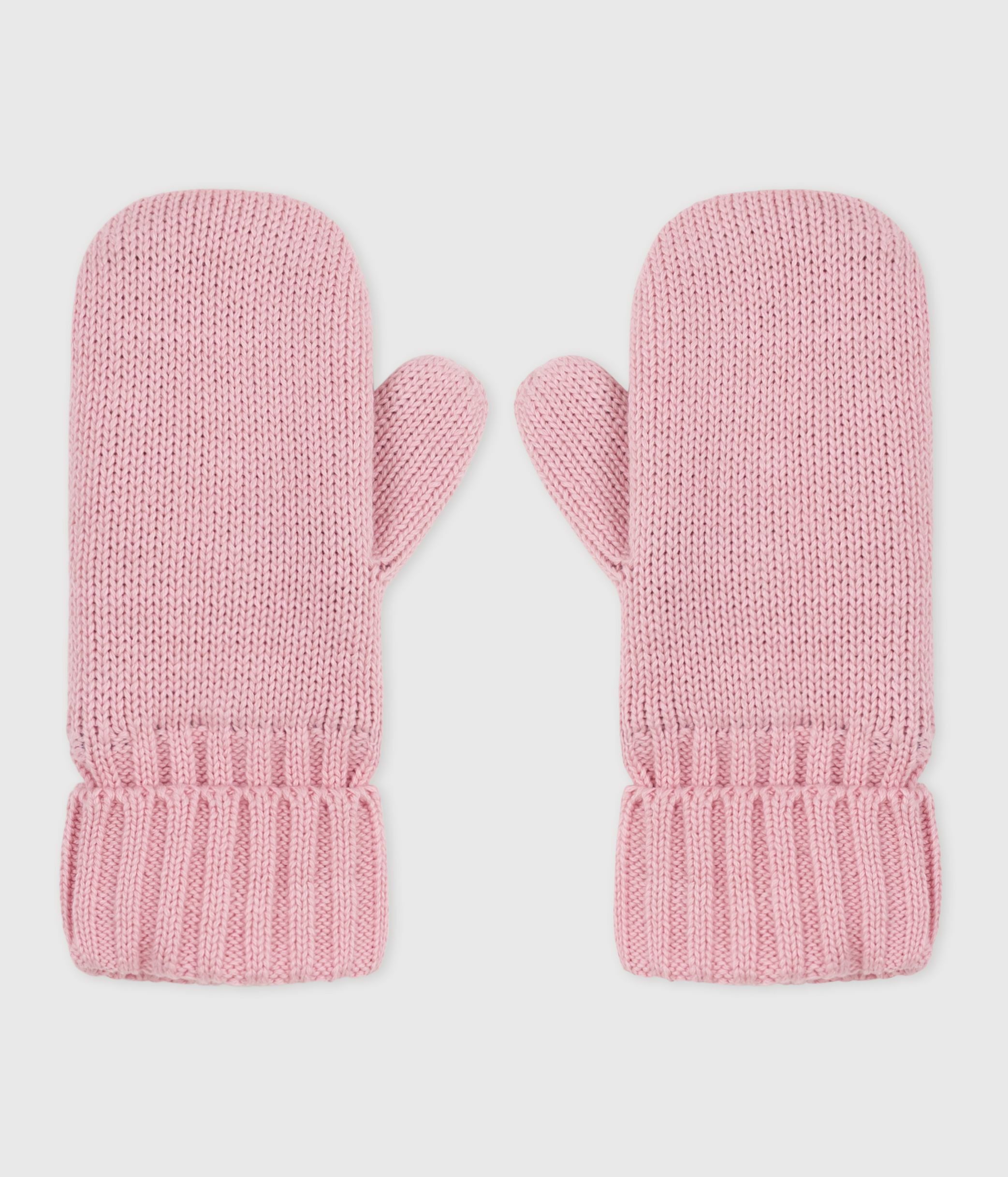 Children's knitted polar fleece-lined mittens