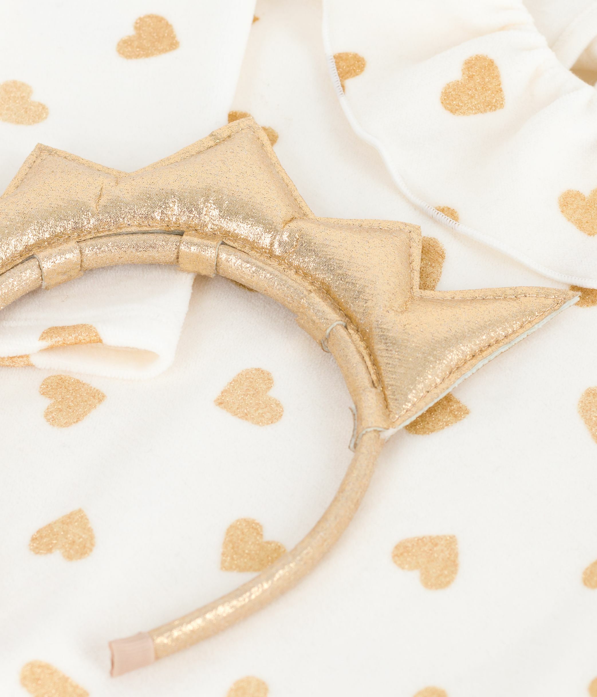 Children's golden heart print velour fancy dress nightdress