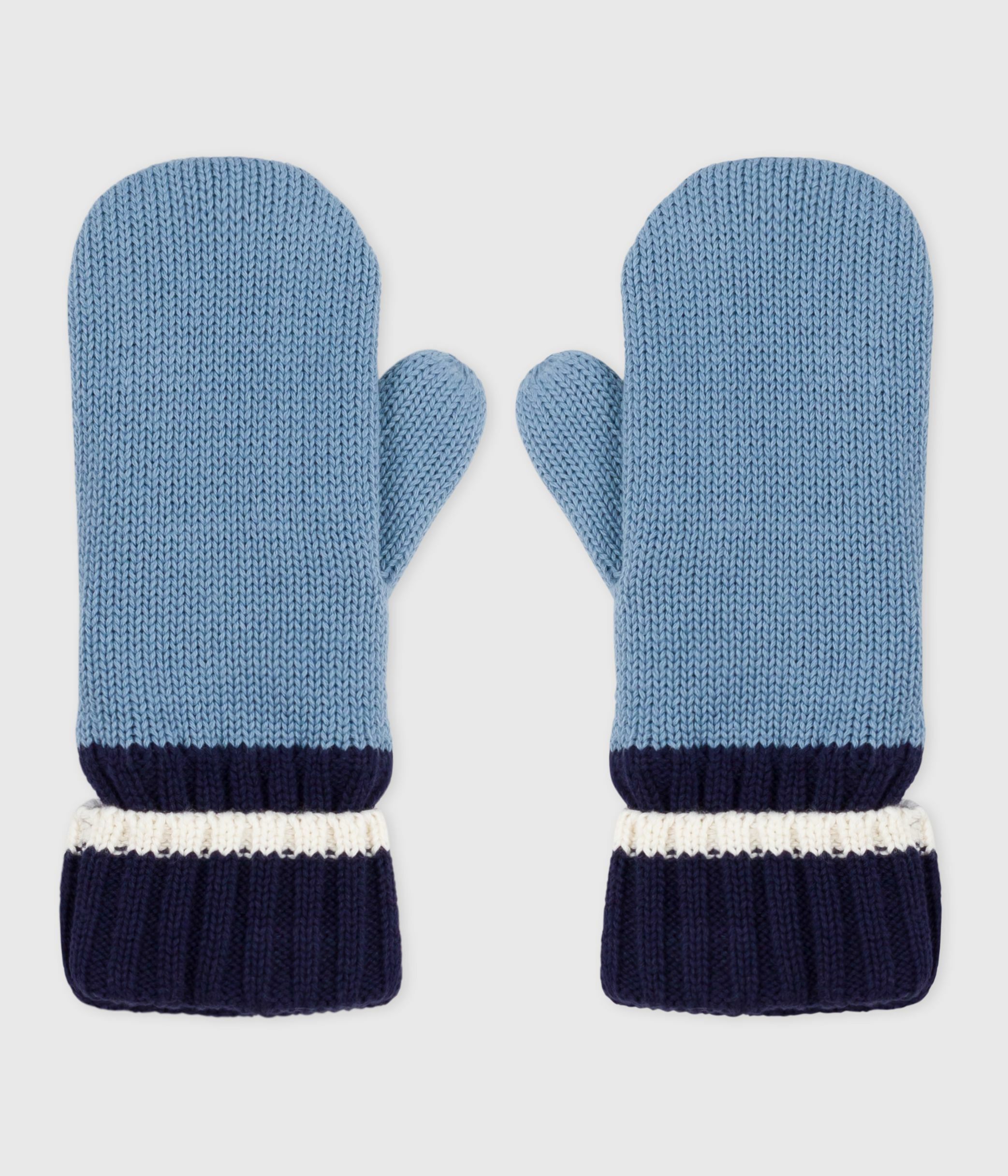 Children's knitted polar fleece-lined mittens