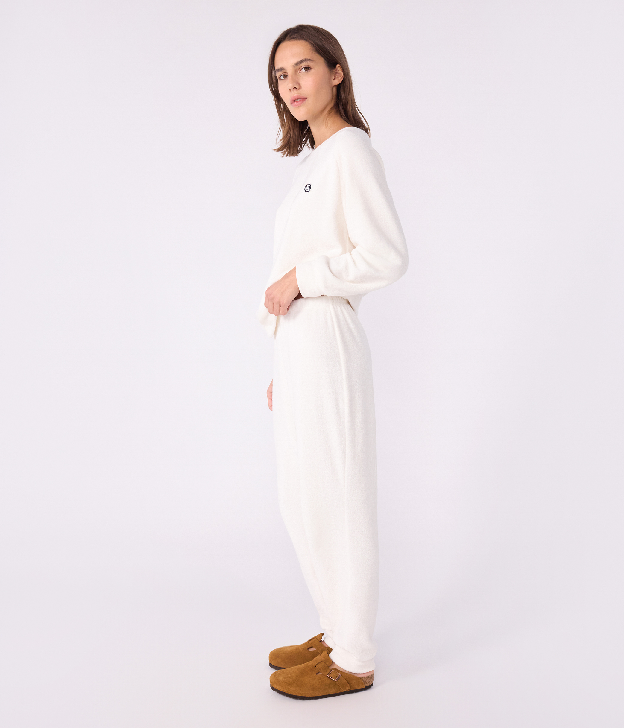 Women's plain cotton terry pyjamas
