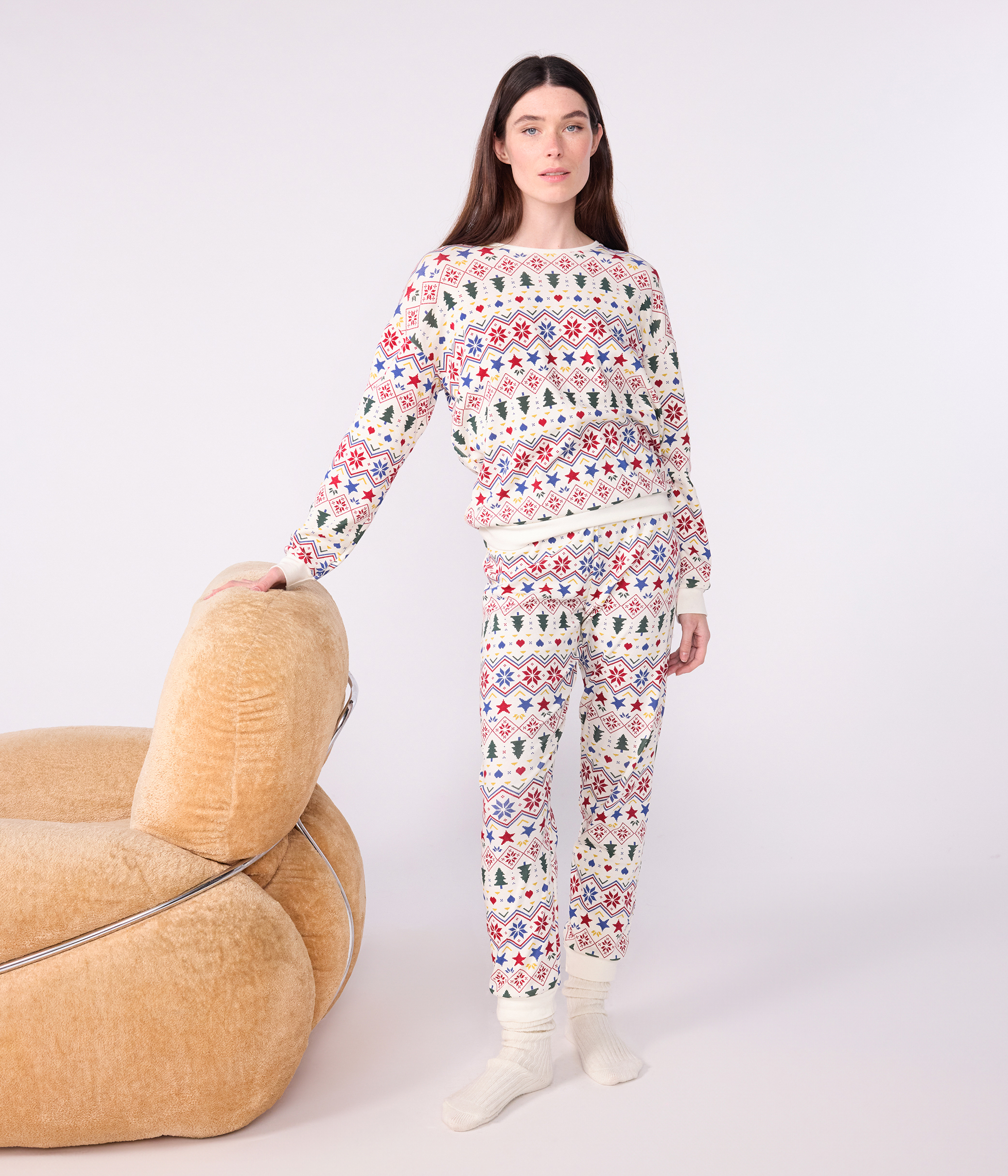 Women's Christmas print cotton pyjamas