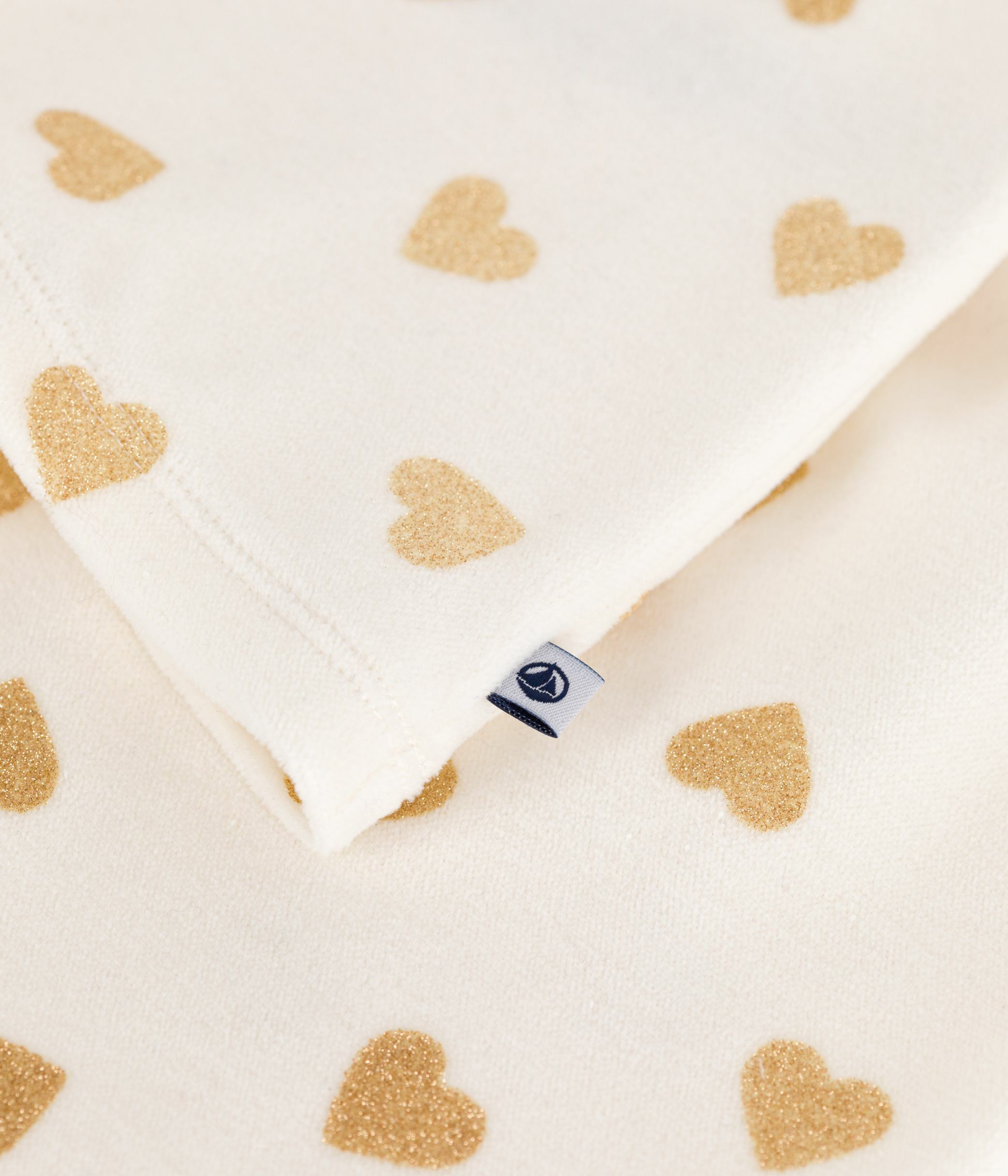 Children's golden heart-print velour pyjamas