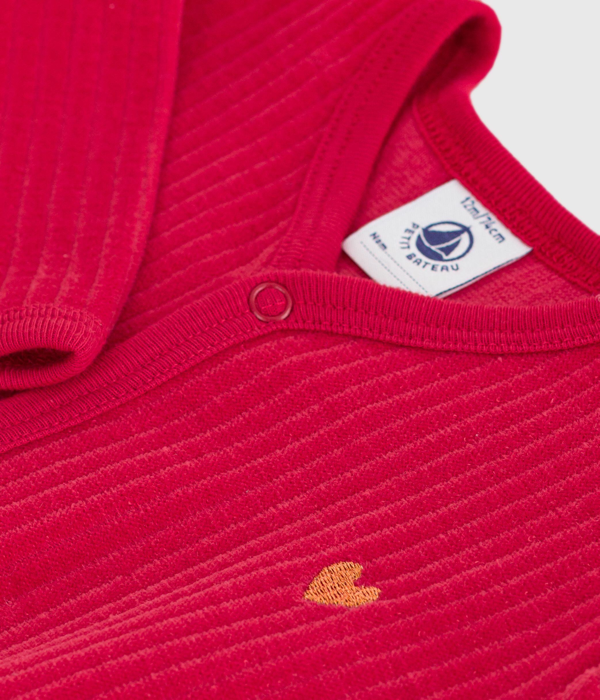 Babies' plain velour pyjama suit