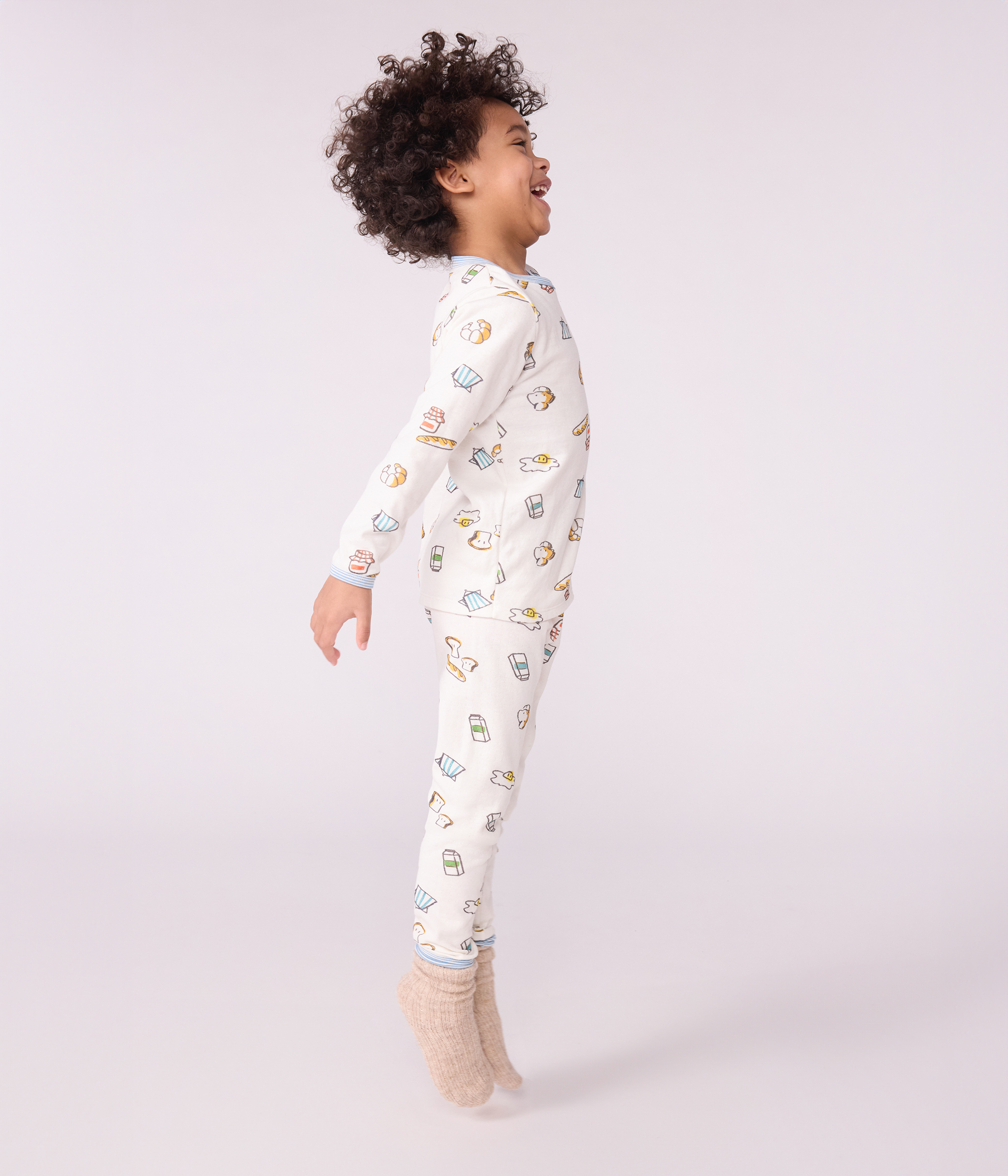 Children's breakfast-print tube knit pyjamas