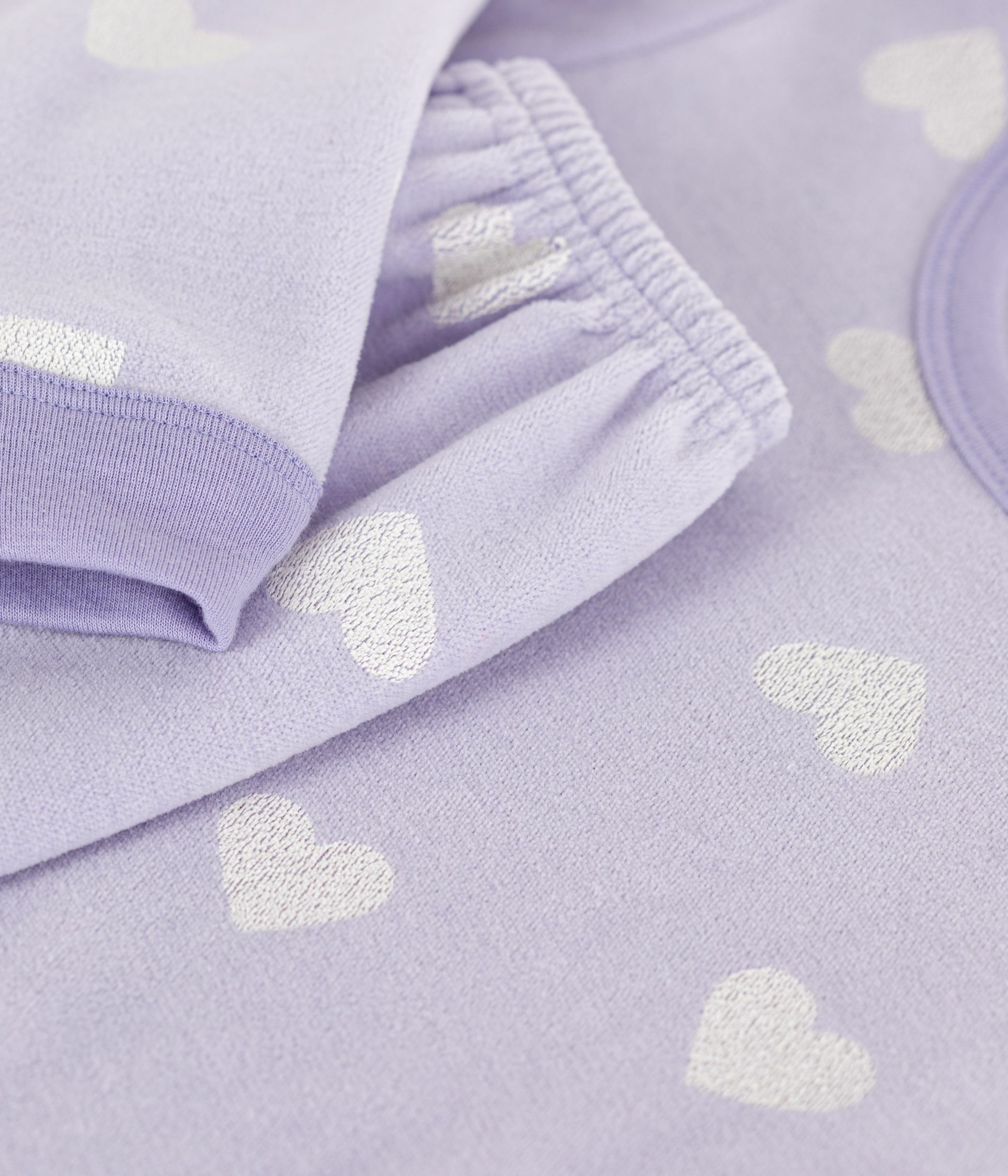 Children's heart-print velour pyjamas