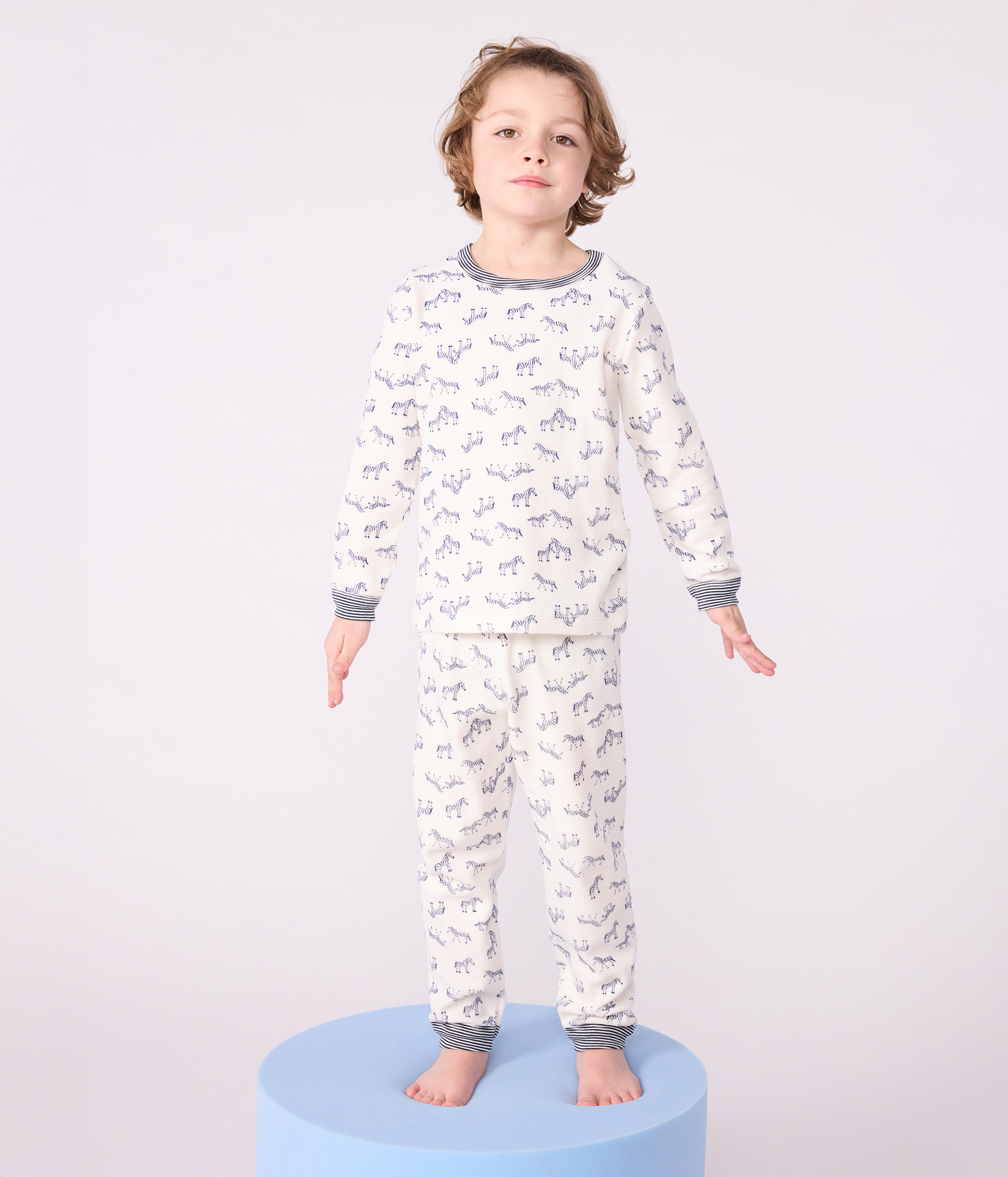 Children's velour pyjamas with a zebra print
