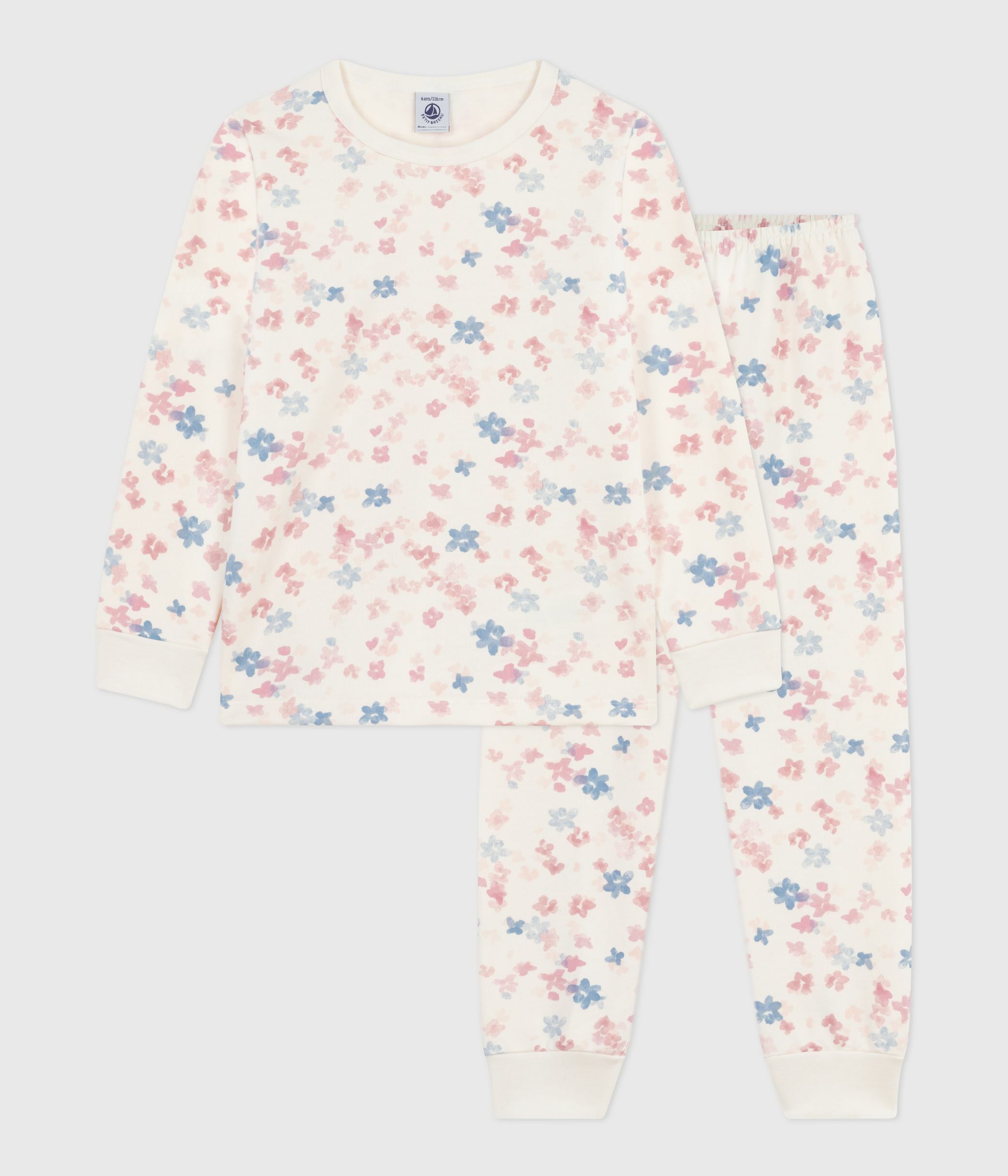 Children's pyjamas in floral-print fleece
