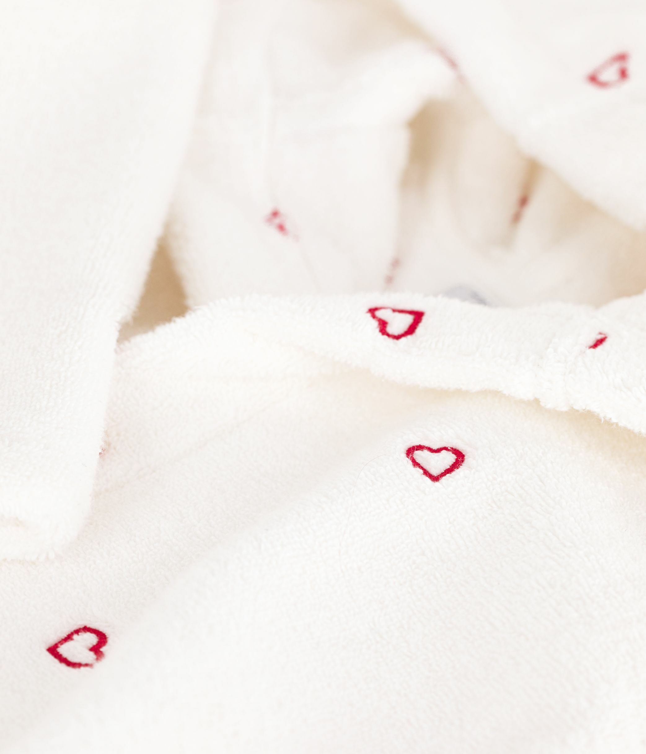 Children's cotton terry bathrobe with embroidered hearts