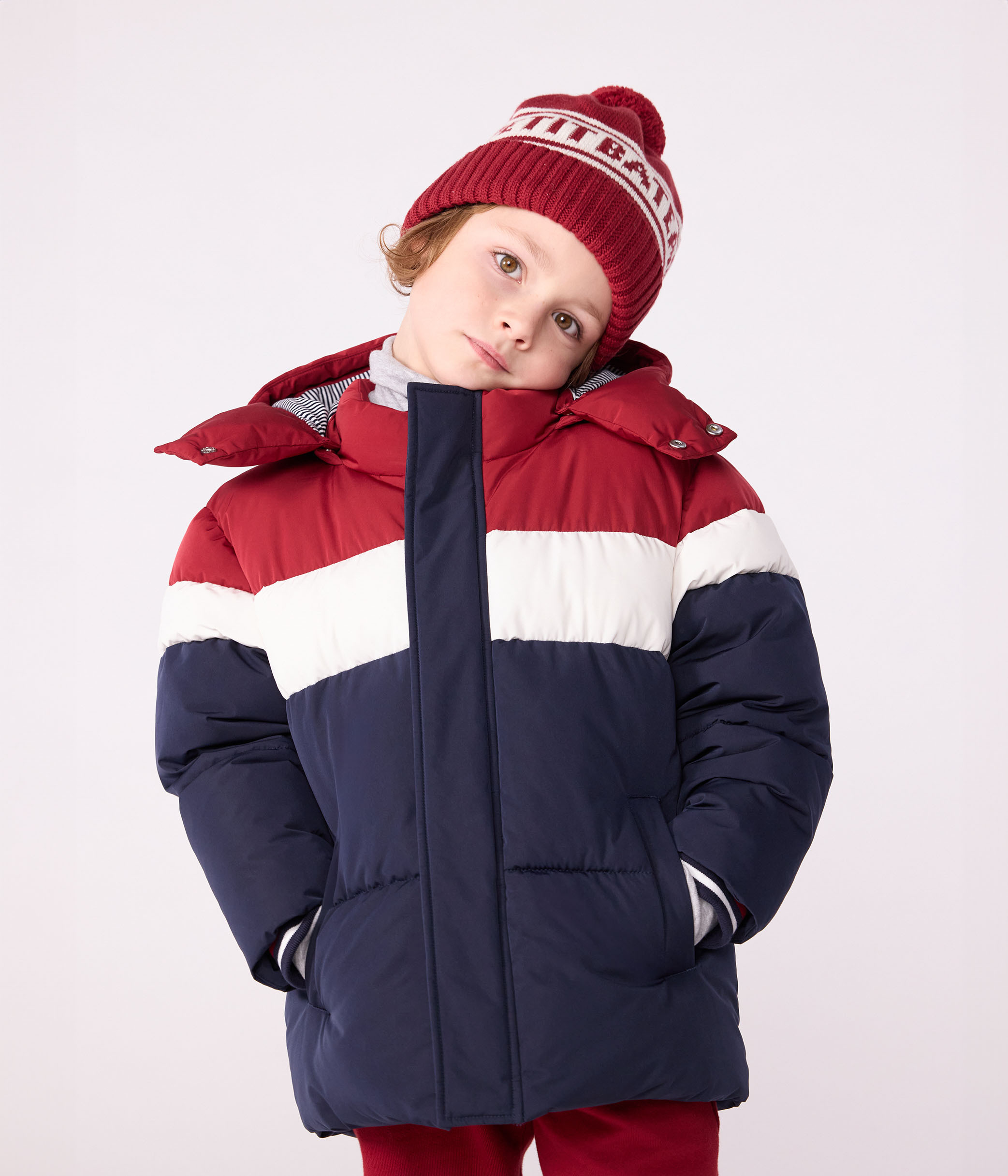 Children's plain colourblock puffer jacket