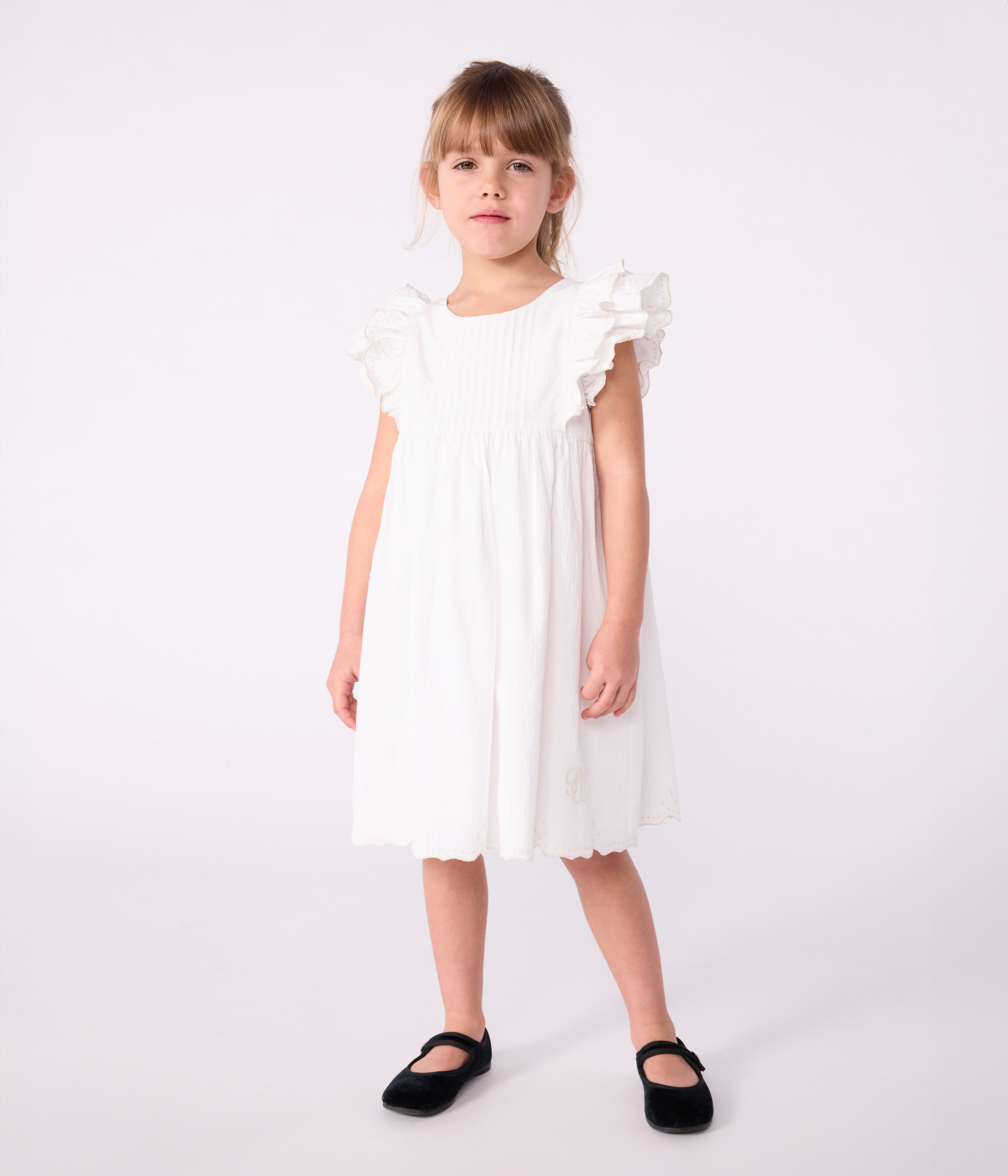 Children's short-sleeved plain cotton dress