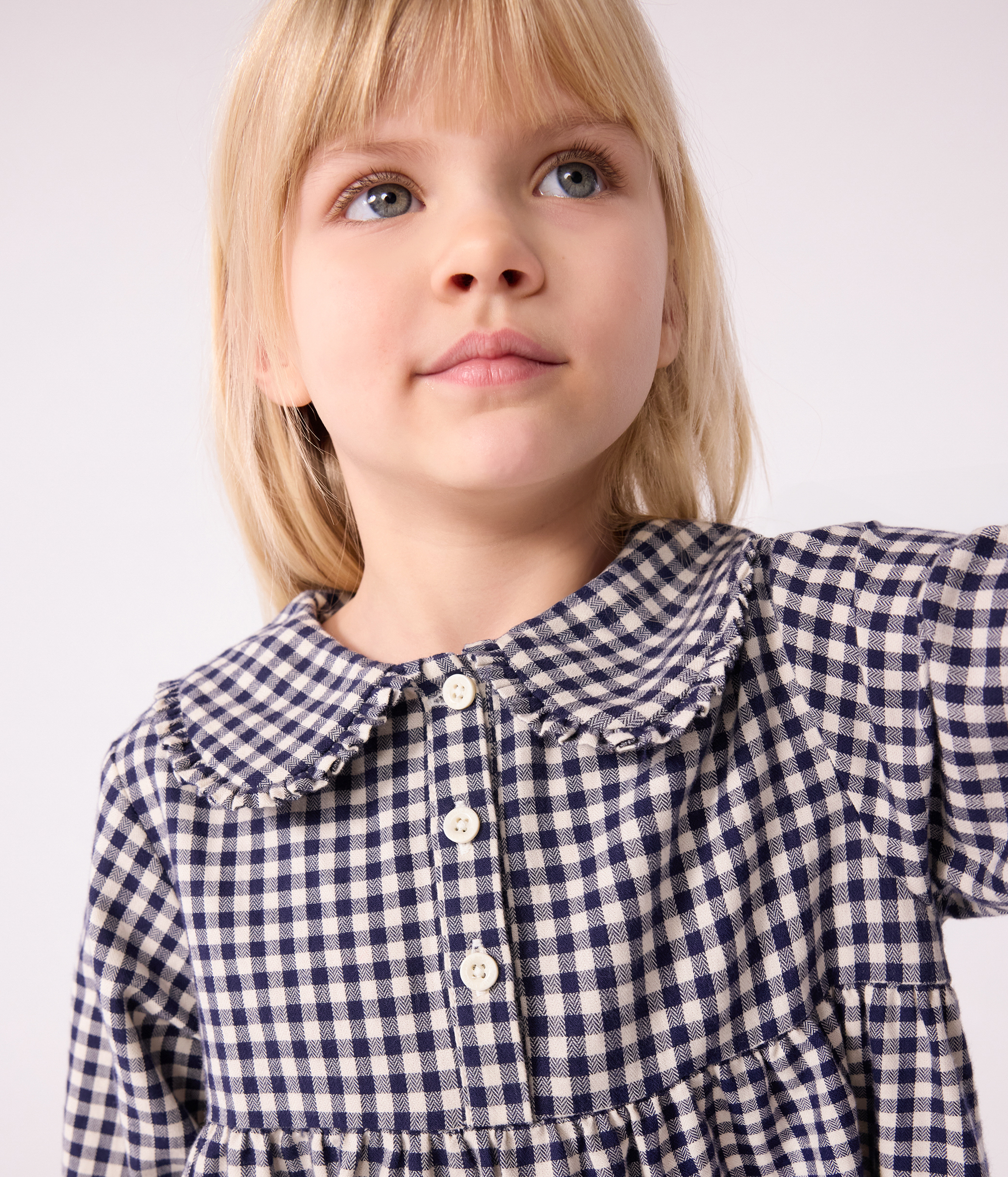 Children's long-sleeved checked flannel dress