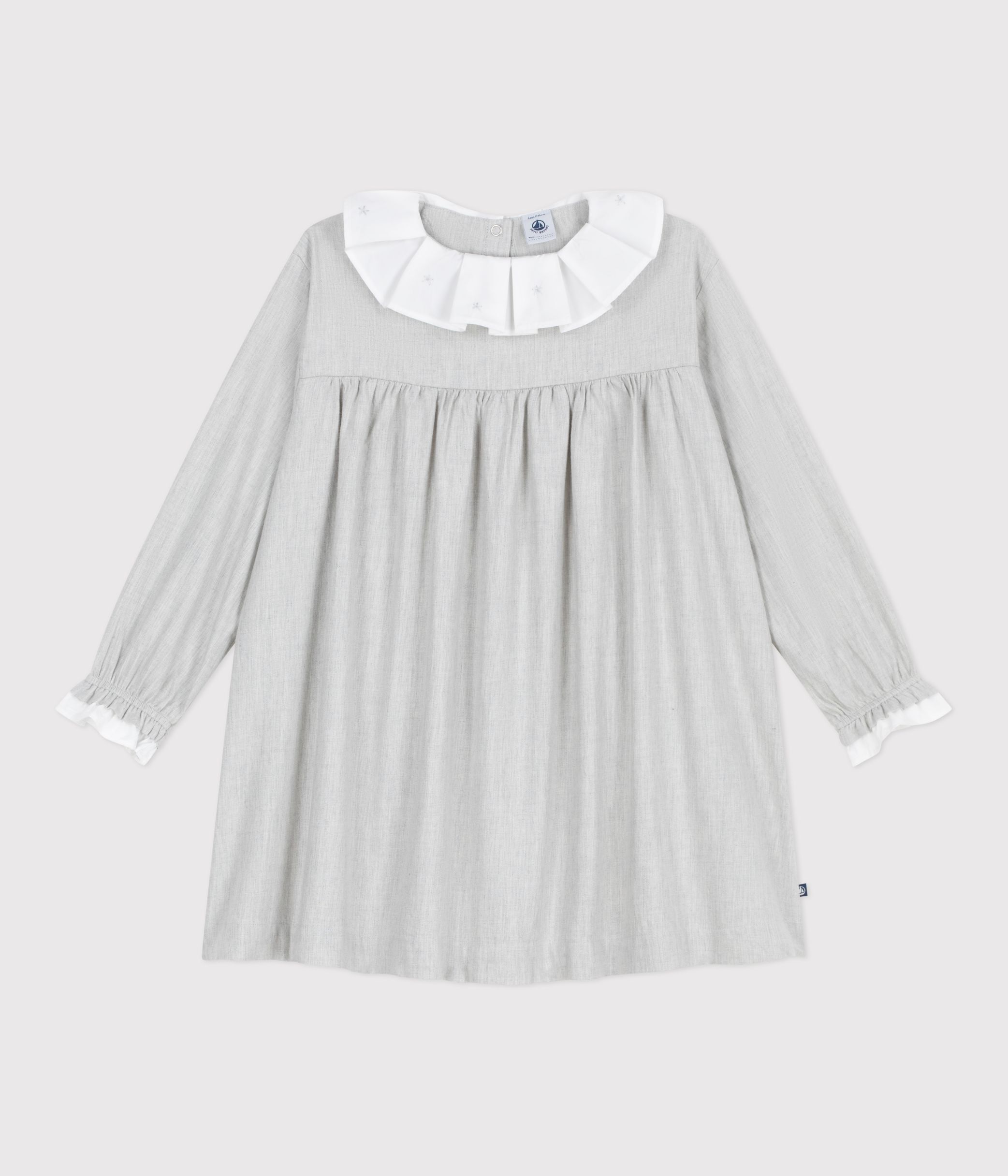 Children's long-sleeved plain flannel dress
