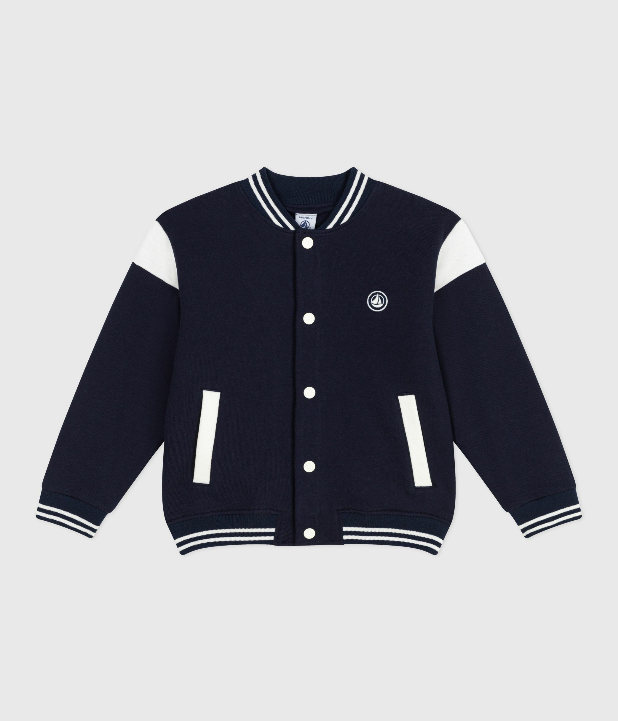 Children's varsity-style jacket in plain cotton