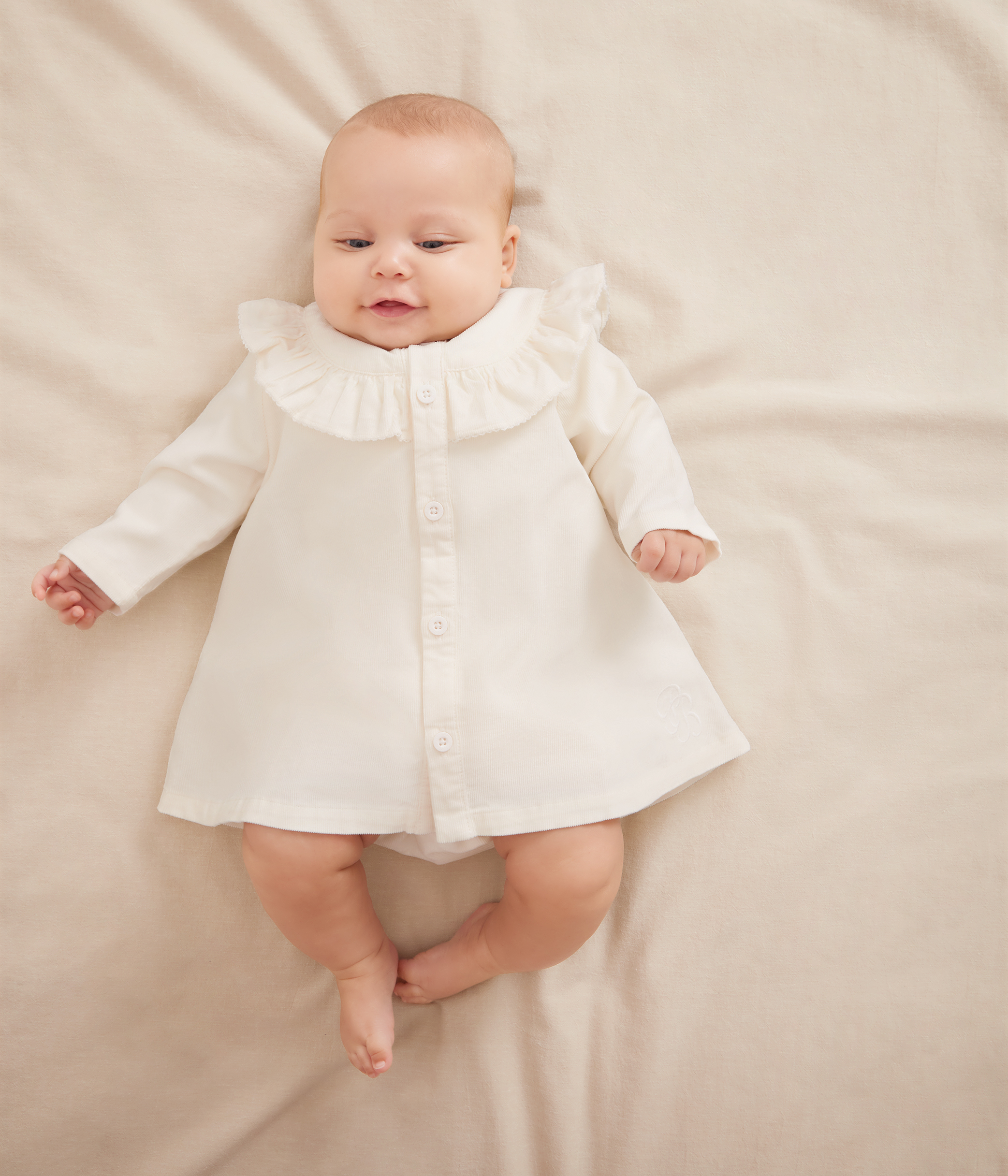 Babies' embroidered corduroy sprecial occasion dress and bloomers
