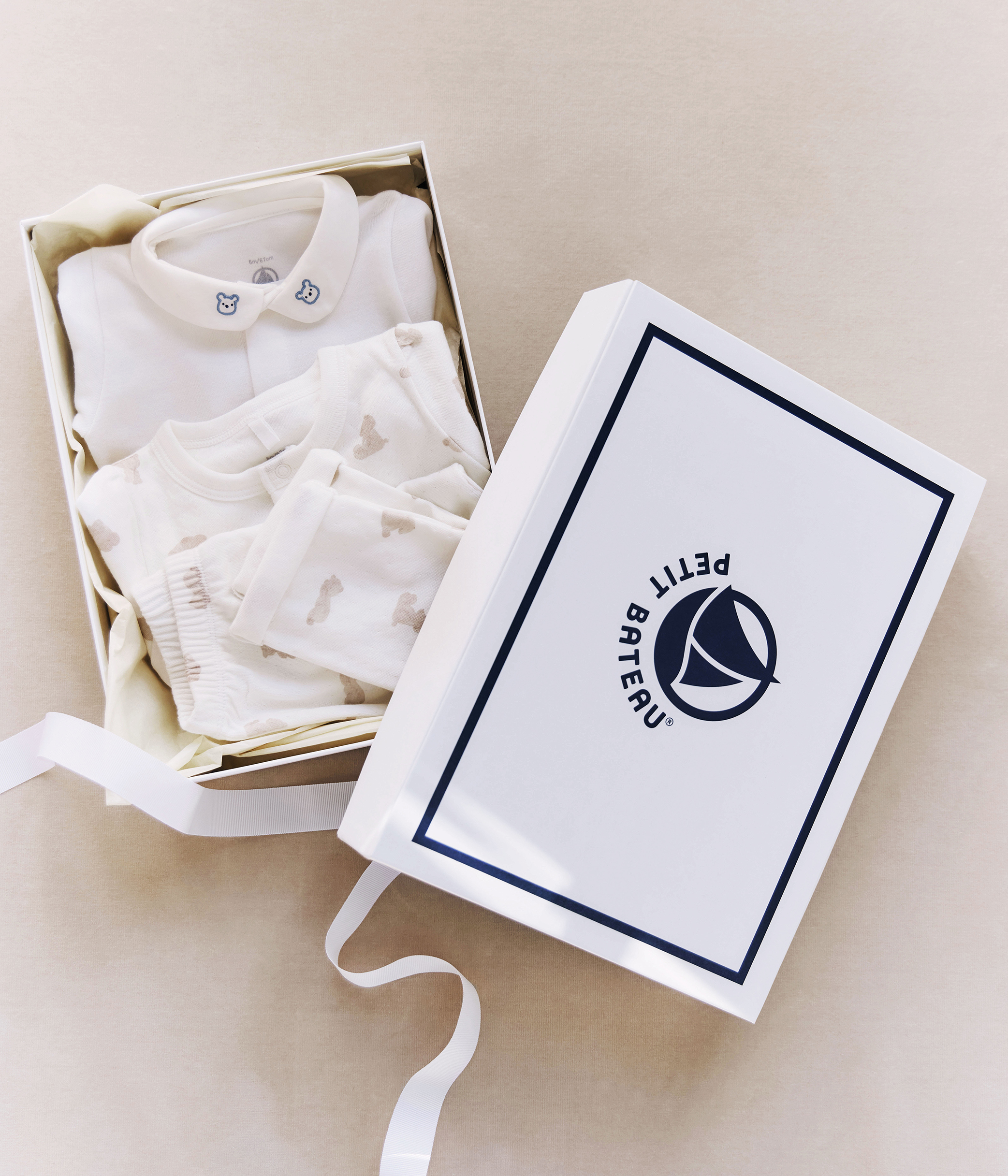 Babies' teddy bear print cotton 3-piece gift set