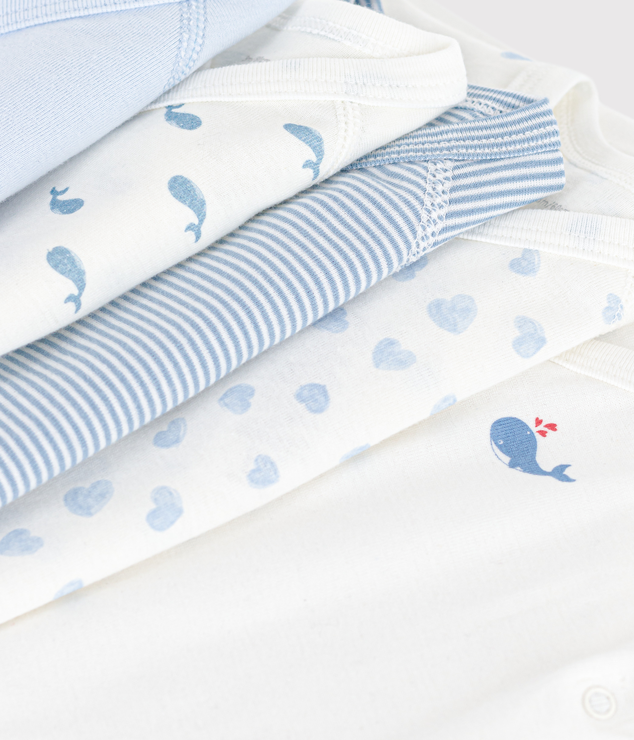Pack of babies' long-sleeved printed cotton wrapover bodies