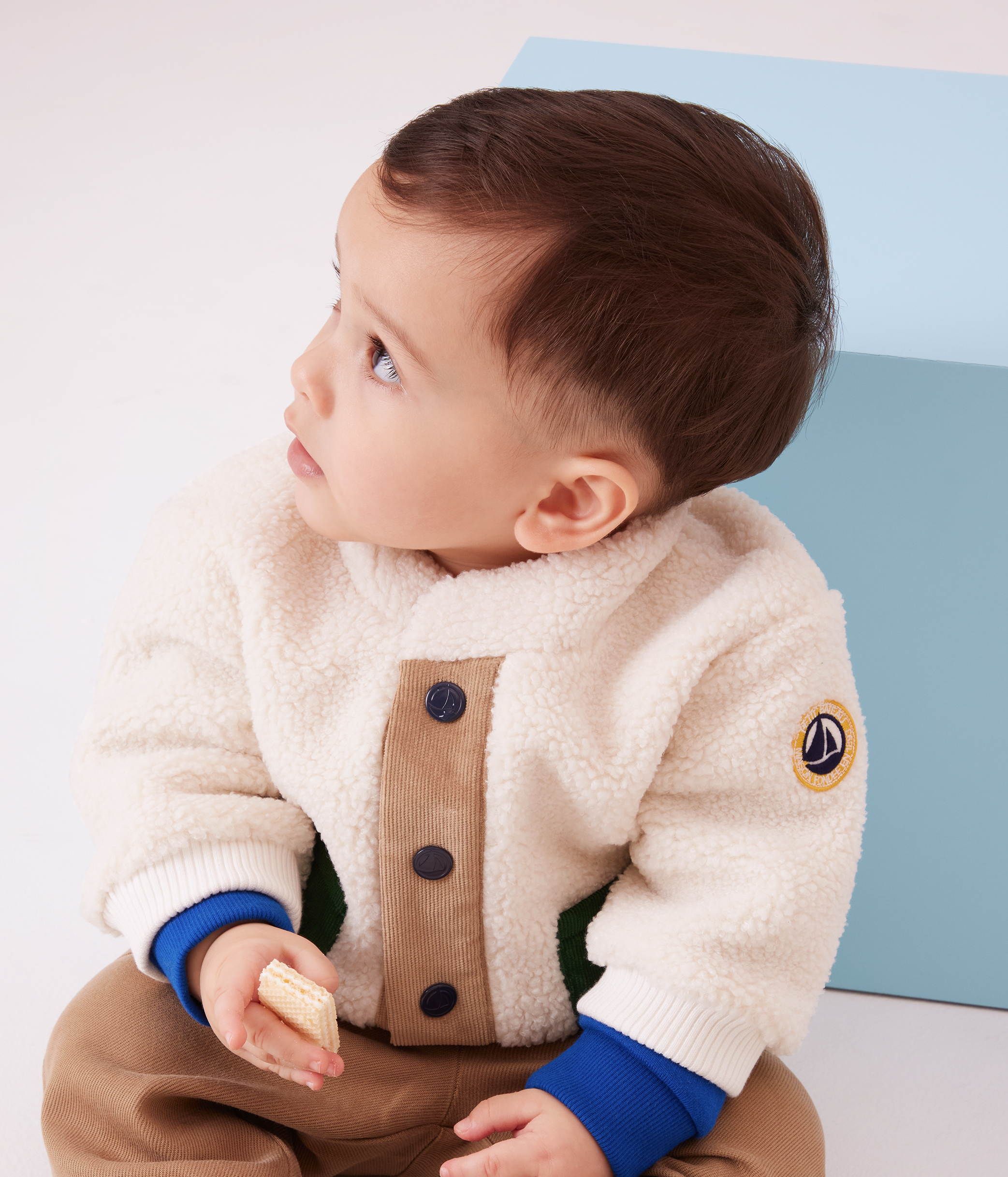 Babies' padded sherpa coat with a hood