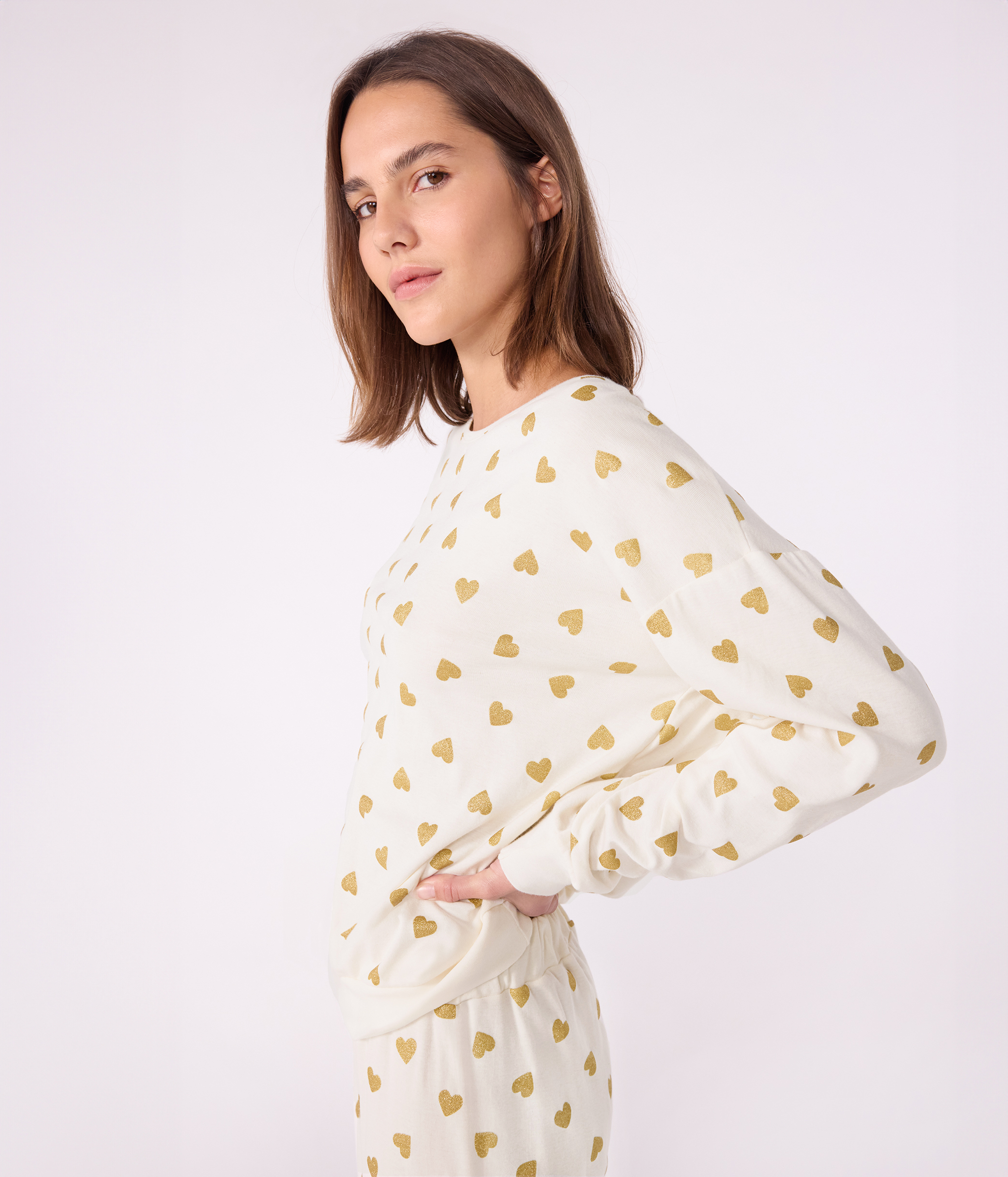 Women's golden heart print cotton pyjamas