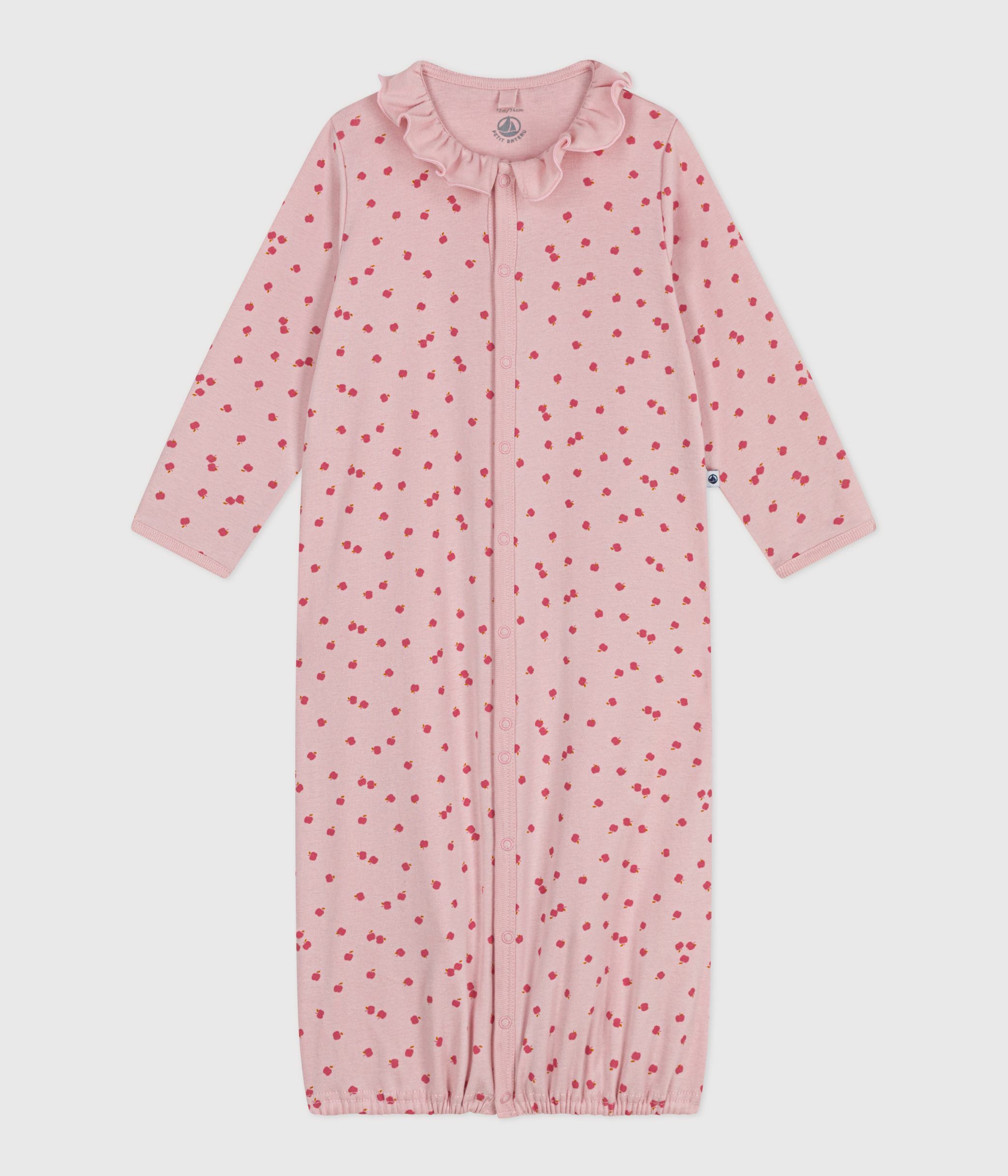 Babies' printed cotton jumpsuit/sleeping bag with a collar