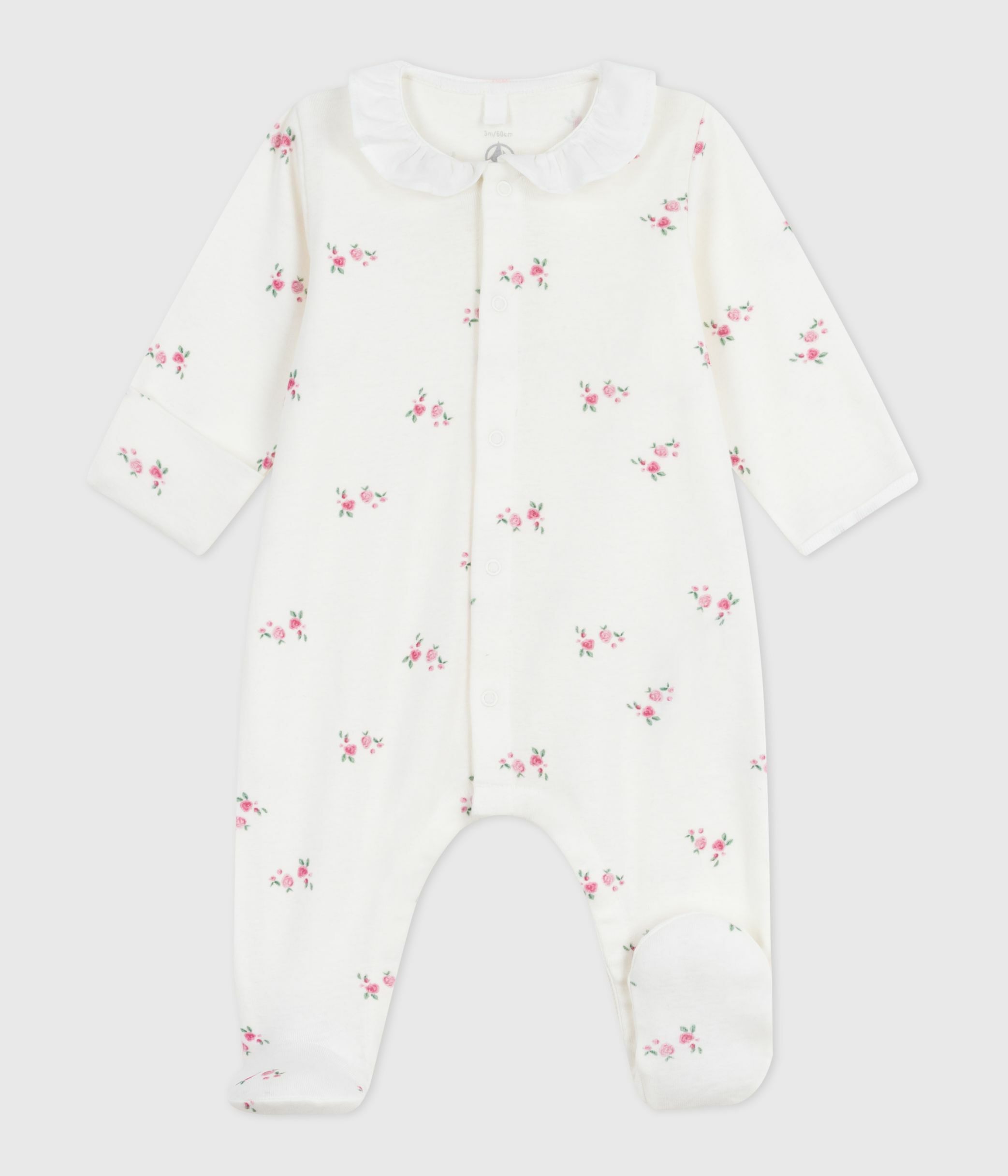 Babies' floral cotton pyjama suit with a collar