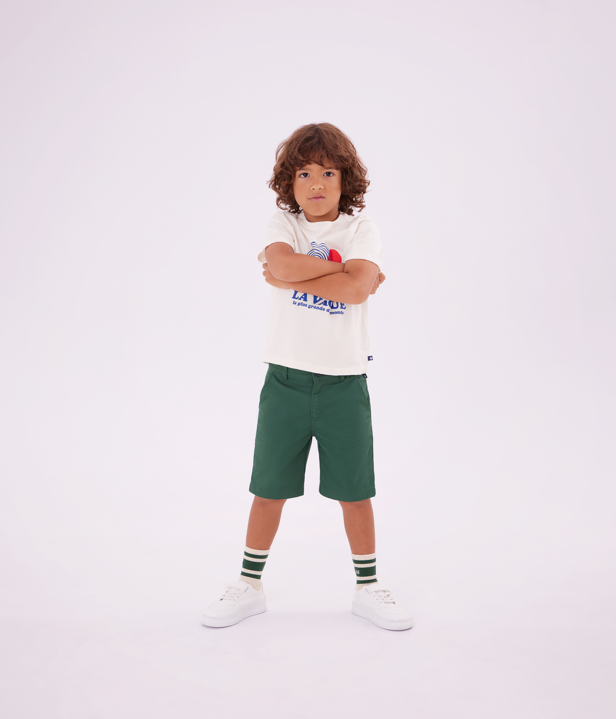 Children's plain cotton twill Bermuda shorts
