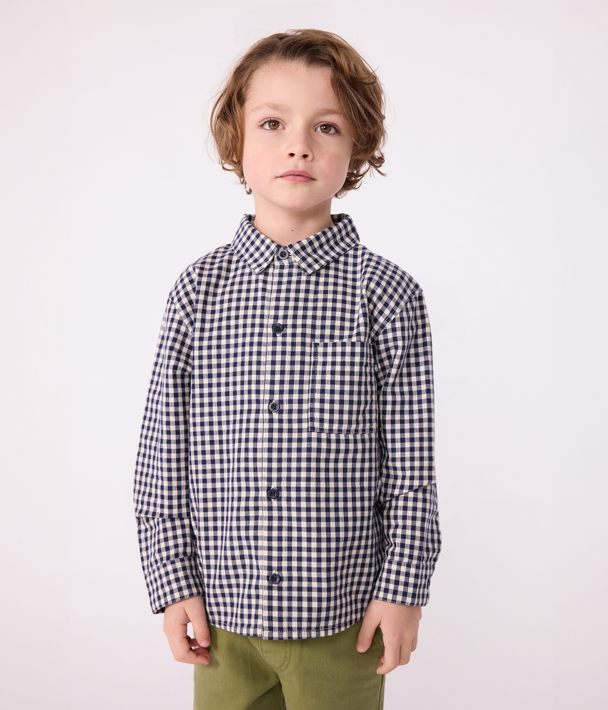 Boys' checked cotton shirt