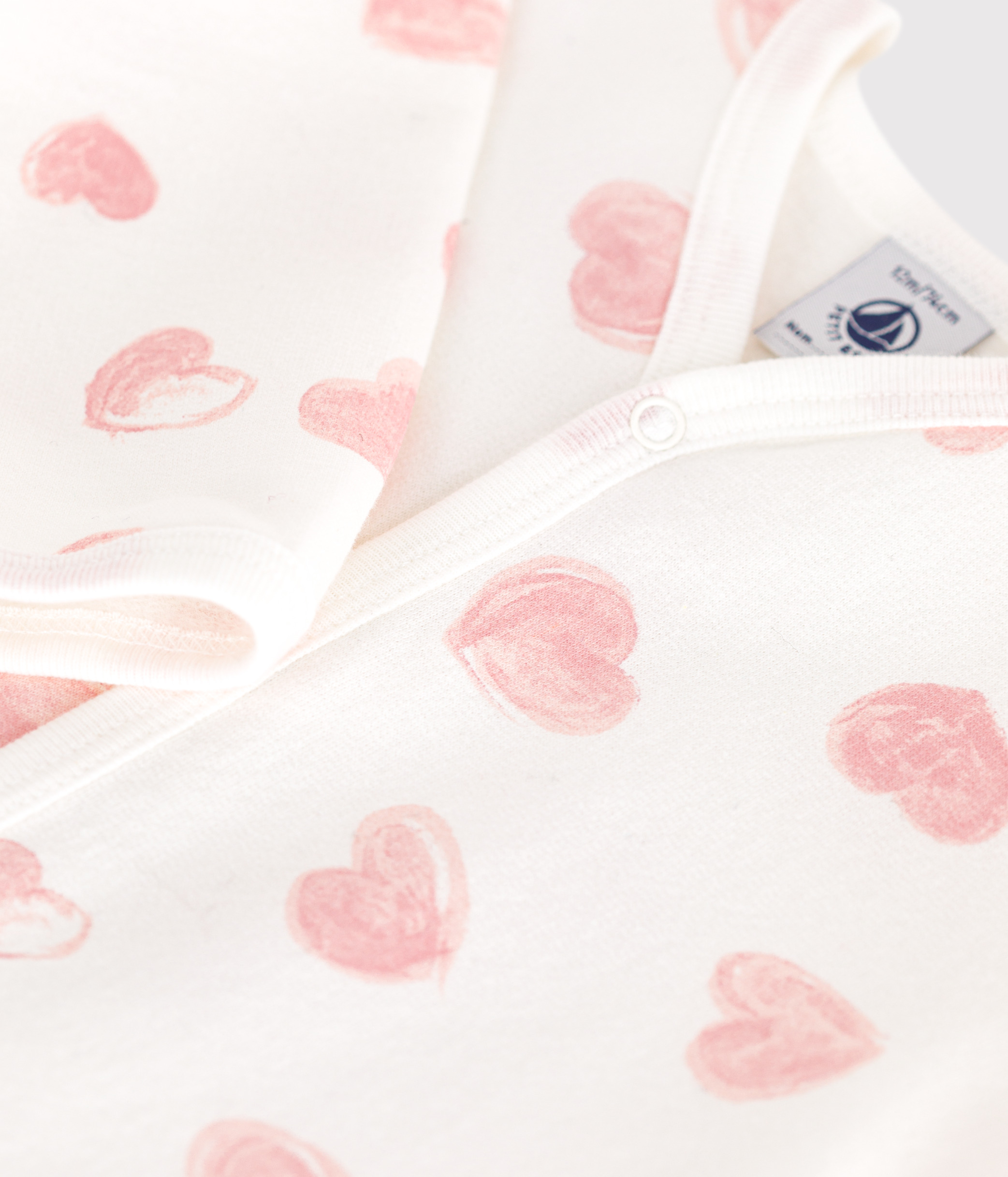 Babies' brushed fleece heart-print pyjamas with a collar