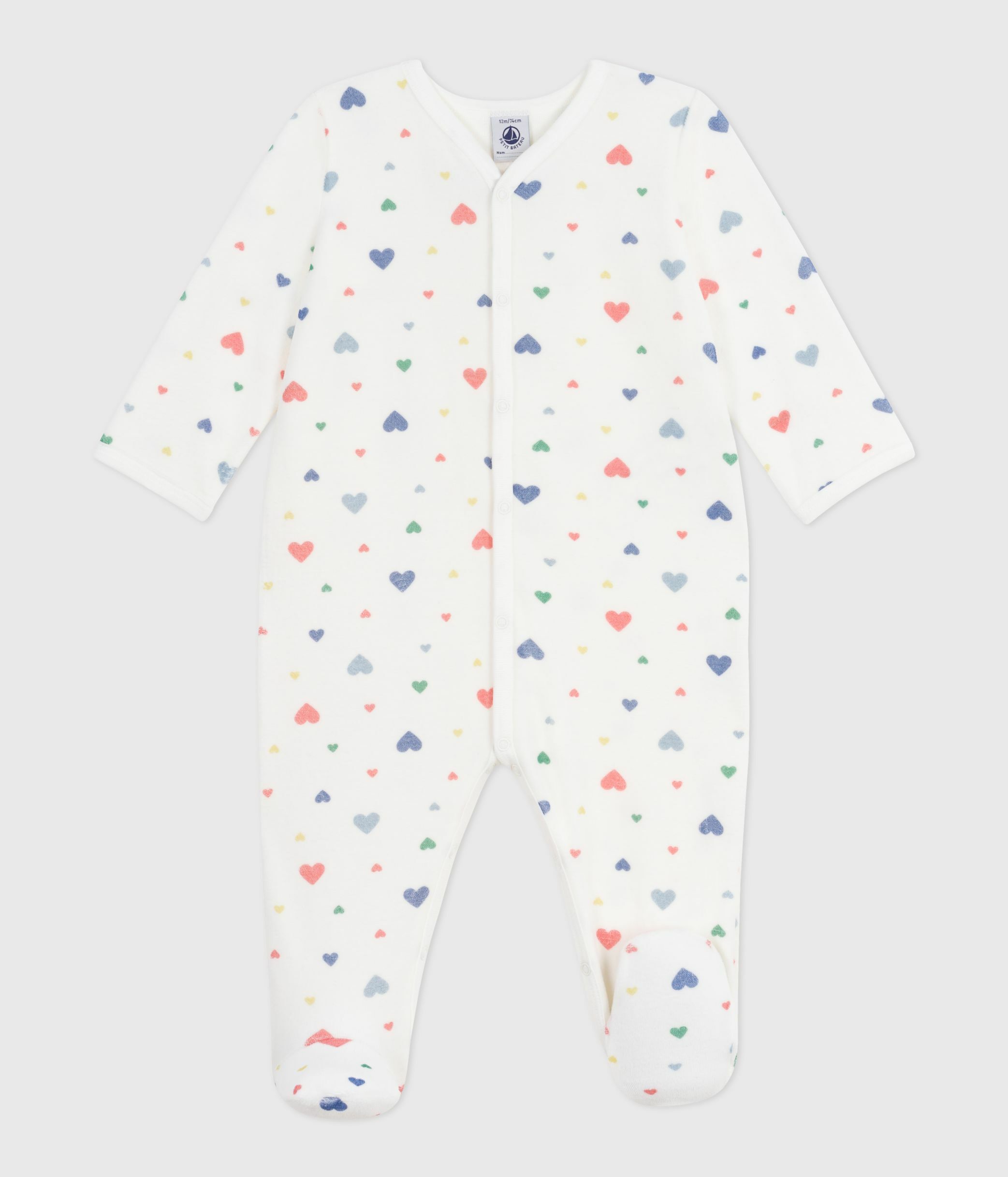 Babies' heart-print velour pyjama suit