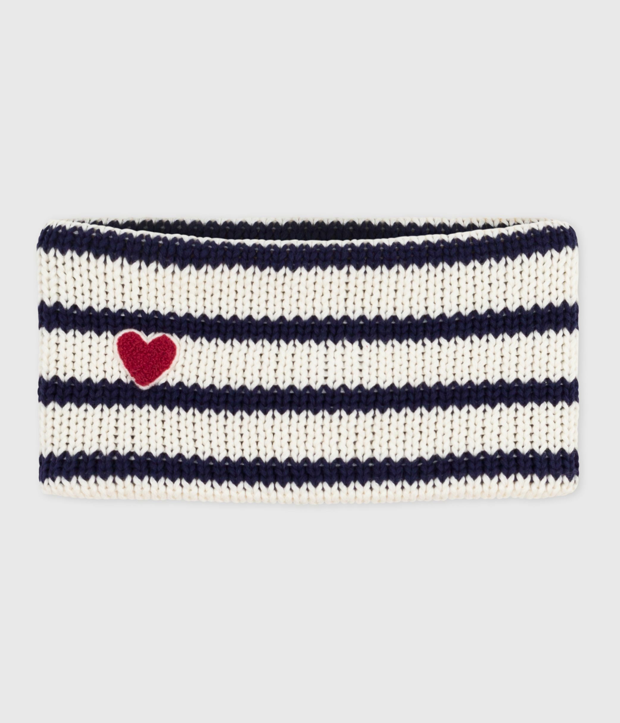 Babies' stripy fleece-lined knitted snood
