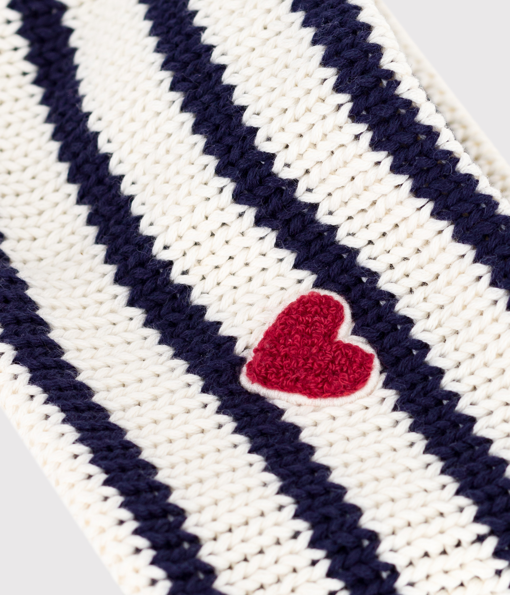 Babies' stripy fleece-lined knitted snood