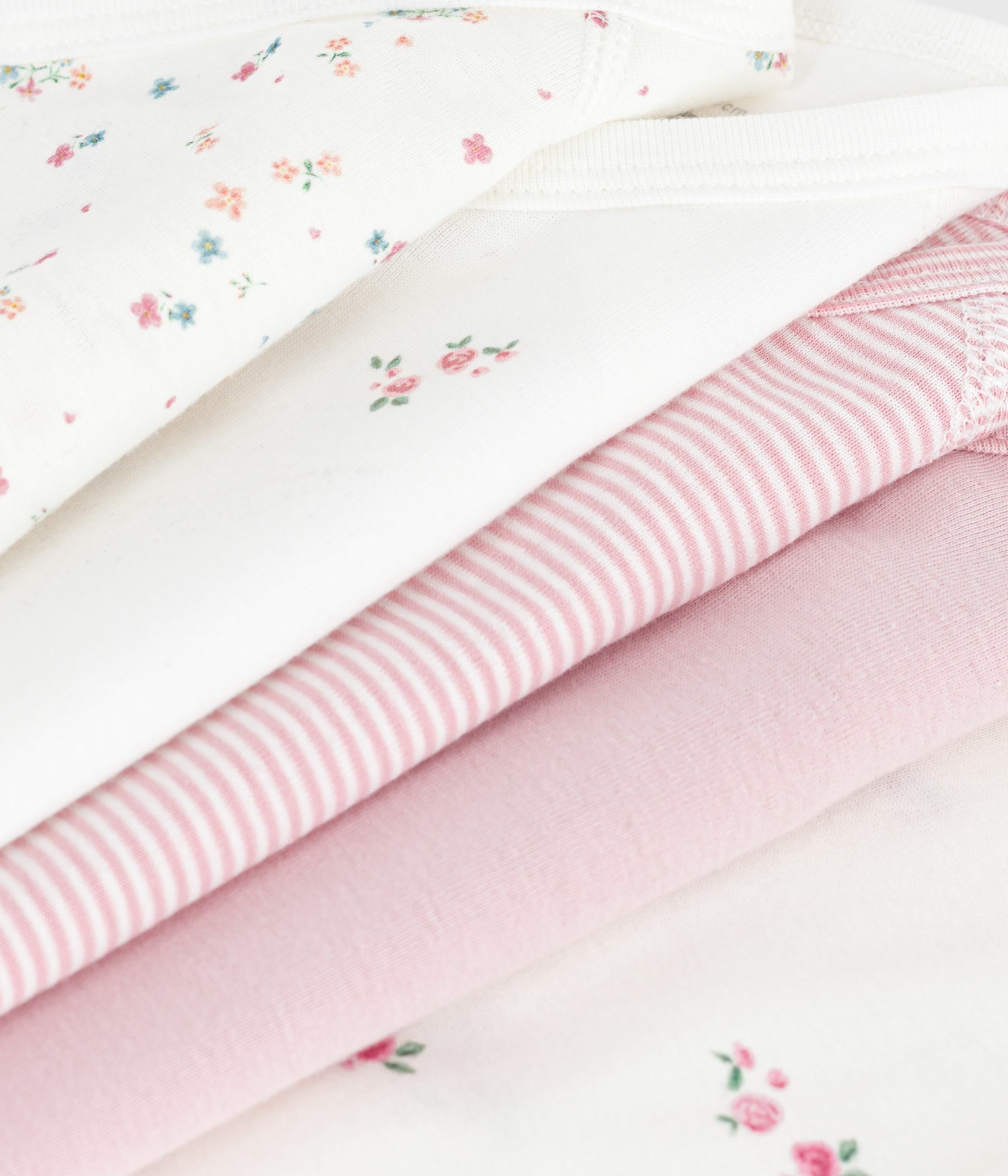 Pack of babies' long-sleeved printed cotton wrapover bodies