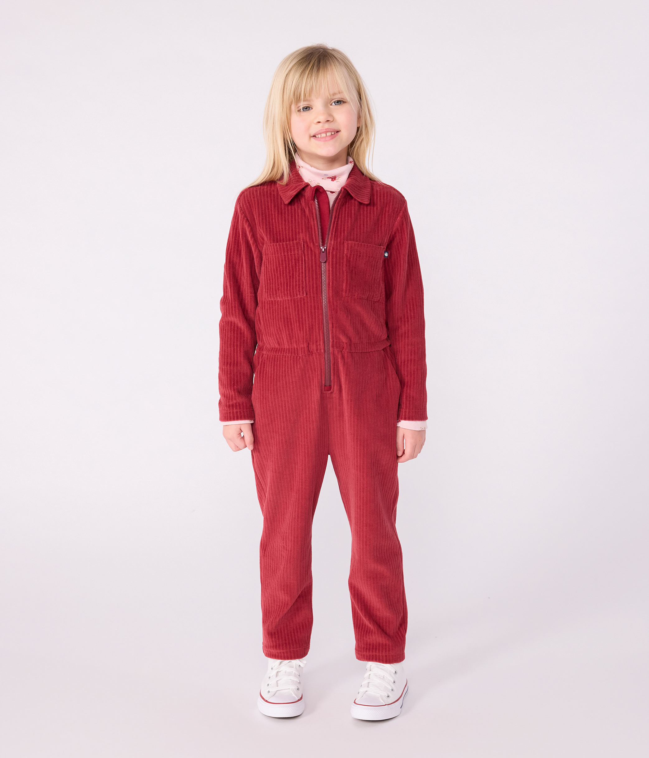 Children's long jumpsuit in plain terry velour