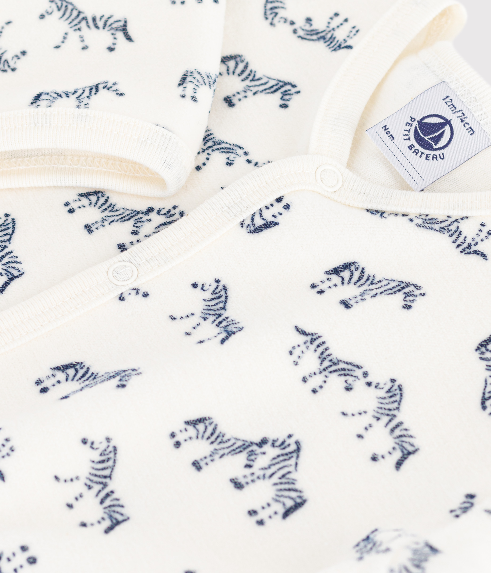 Babies' velour pyjama suit with a zebra print