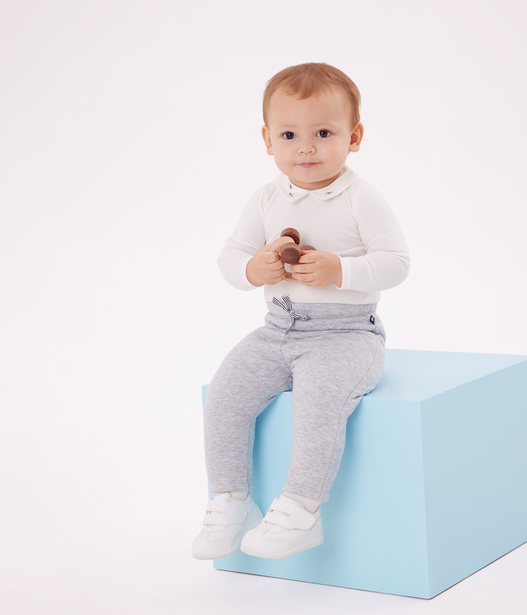 Babies' plain thick cotton trousers
