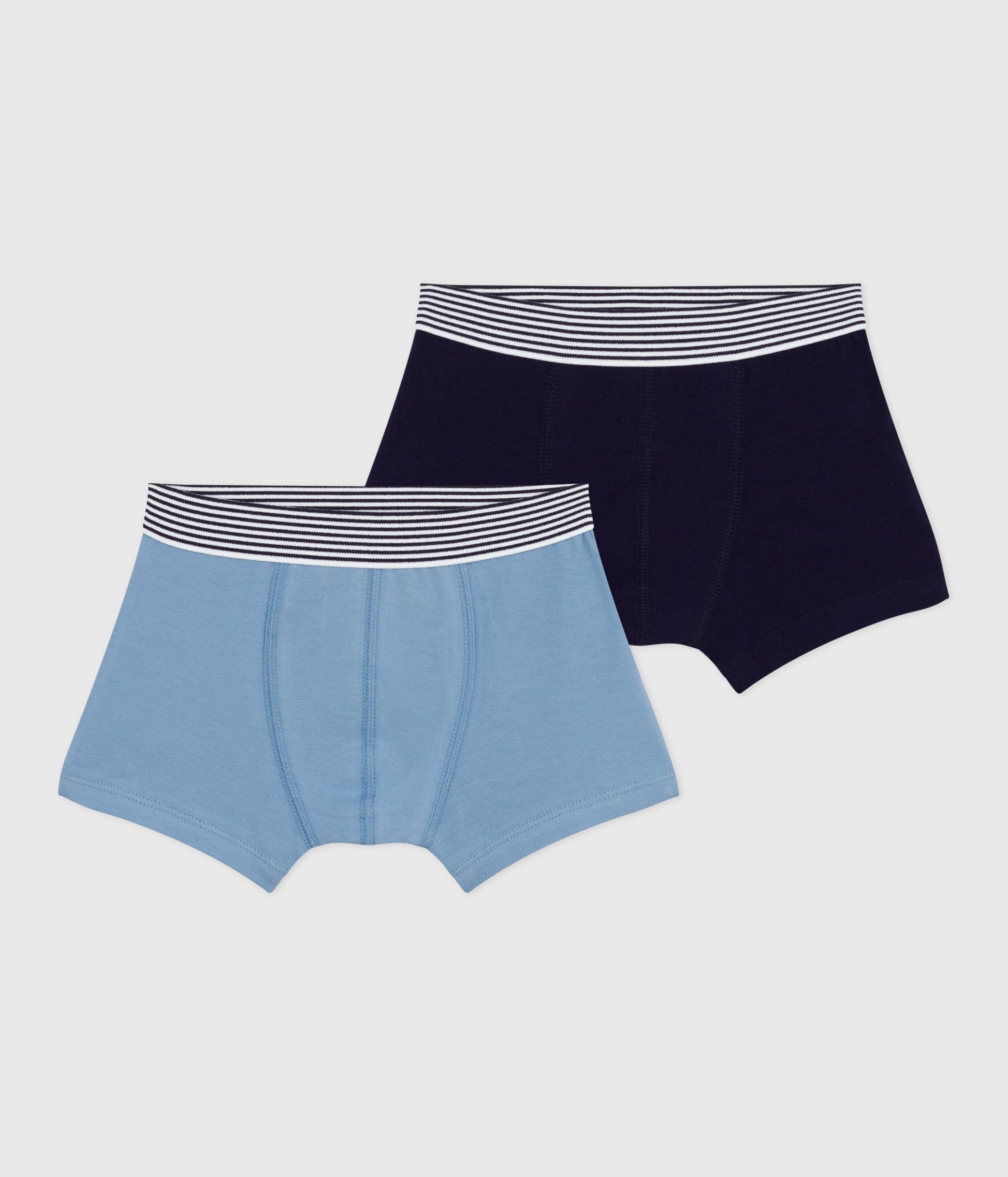 Pack of plain cotton and elastane boxers for children