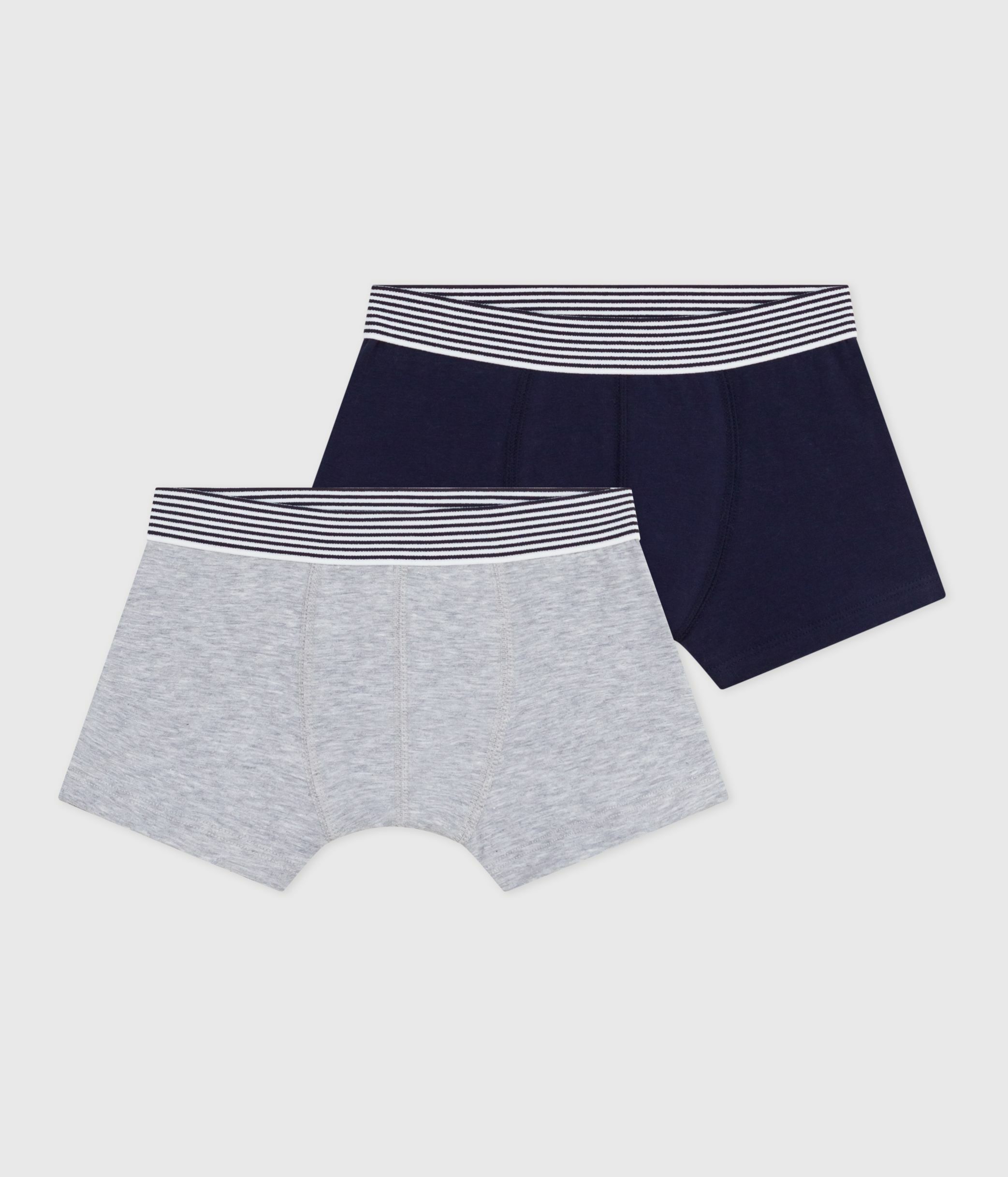 Children's plain cotton and elastane boxers - 2-pack