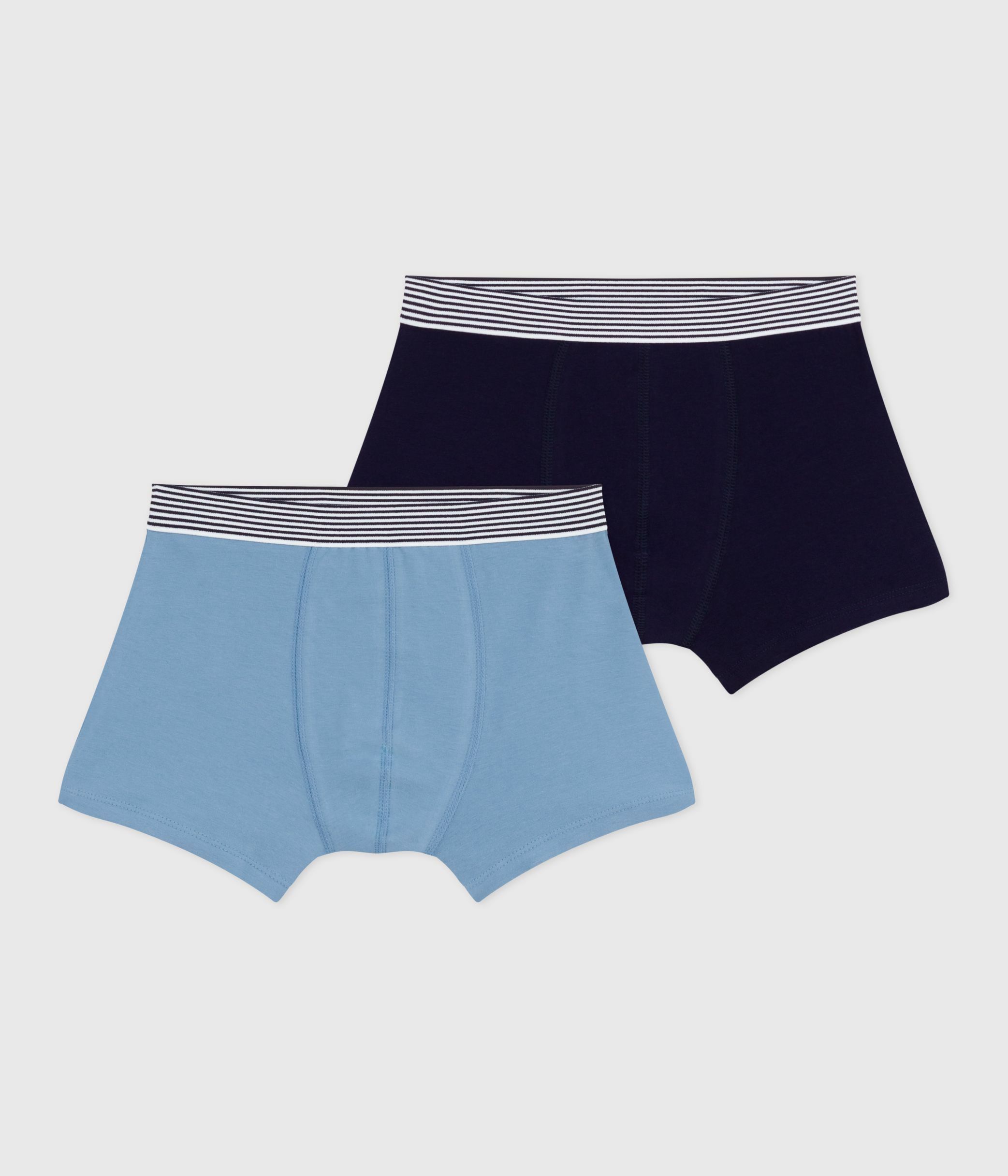 Pack of plain cotton and elastane boxers for children