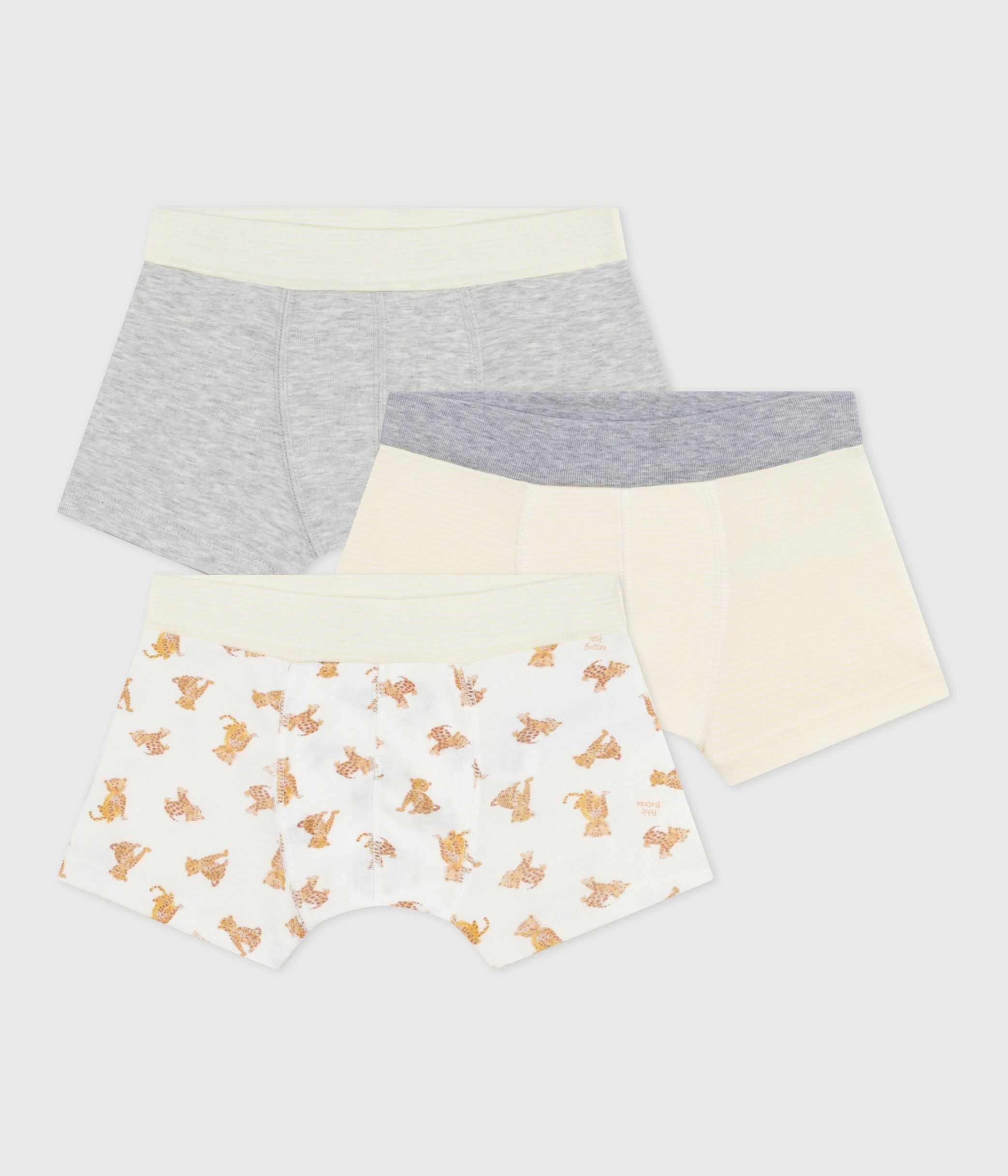 Pack of children's leopard-print cotton boxers with a covered waistband
